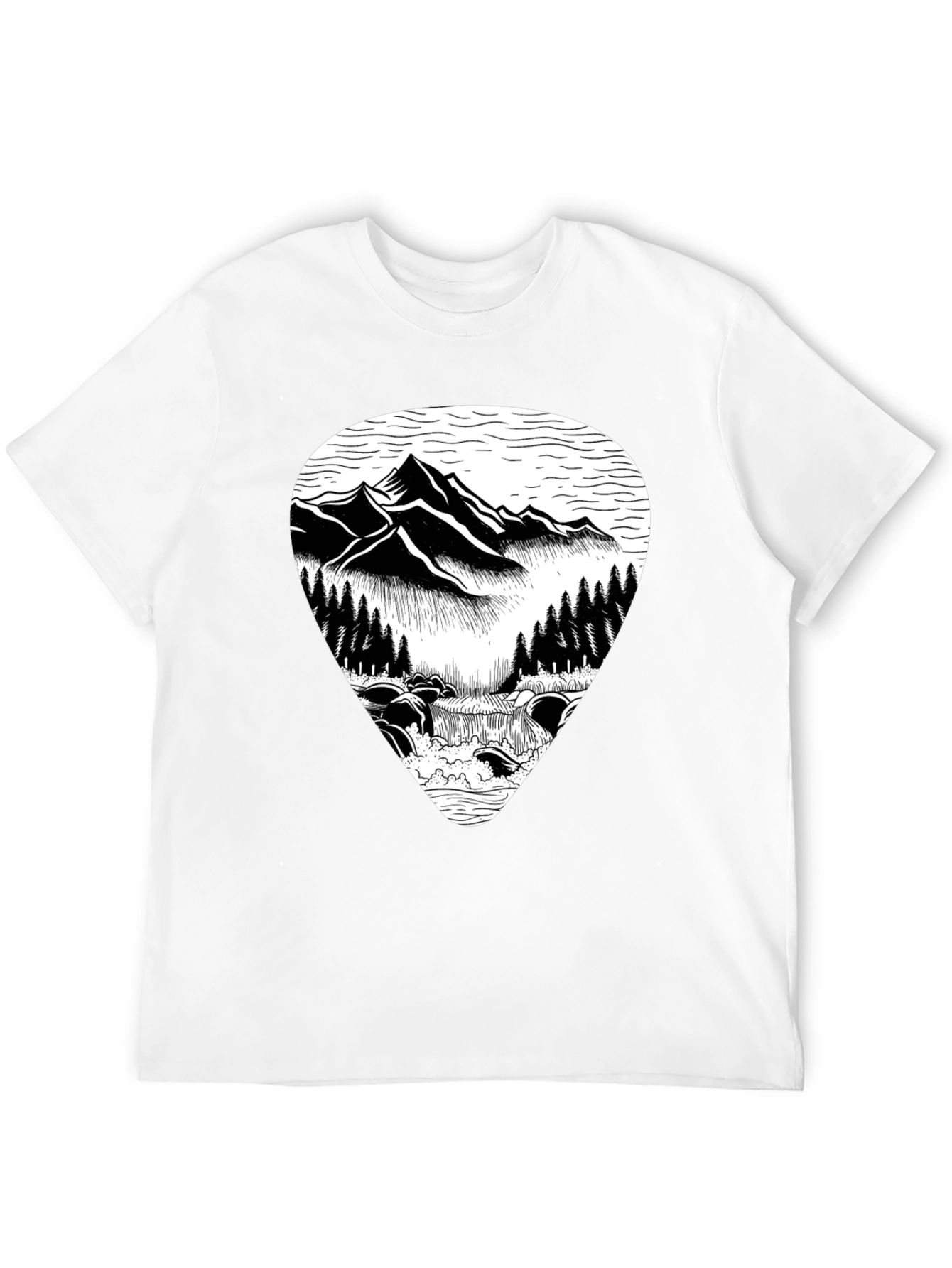 Mountain Scene Graphic Tee - Black