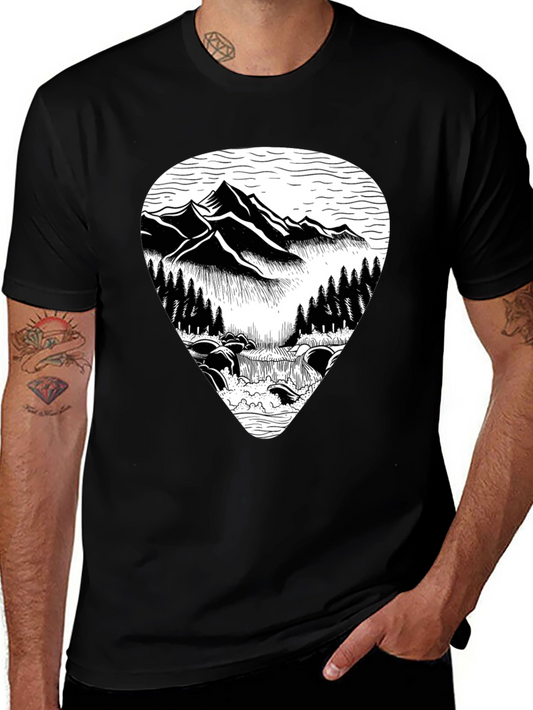 Mountain Scene Graphic Tee - Black
