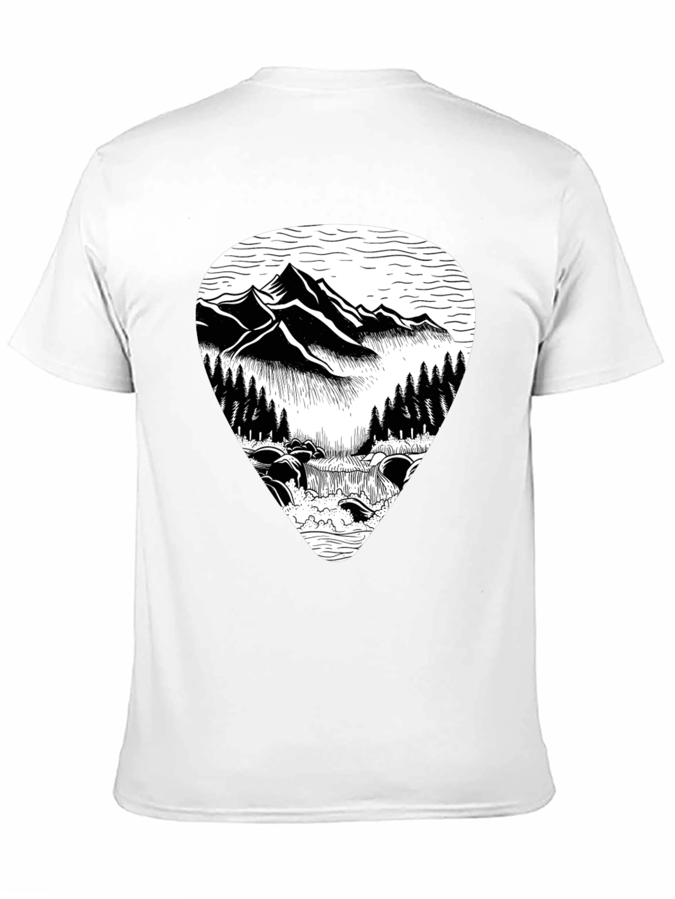 Mountain Scene Graphic Tee - Black