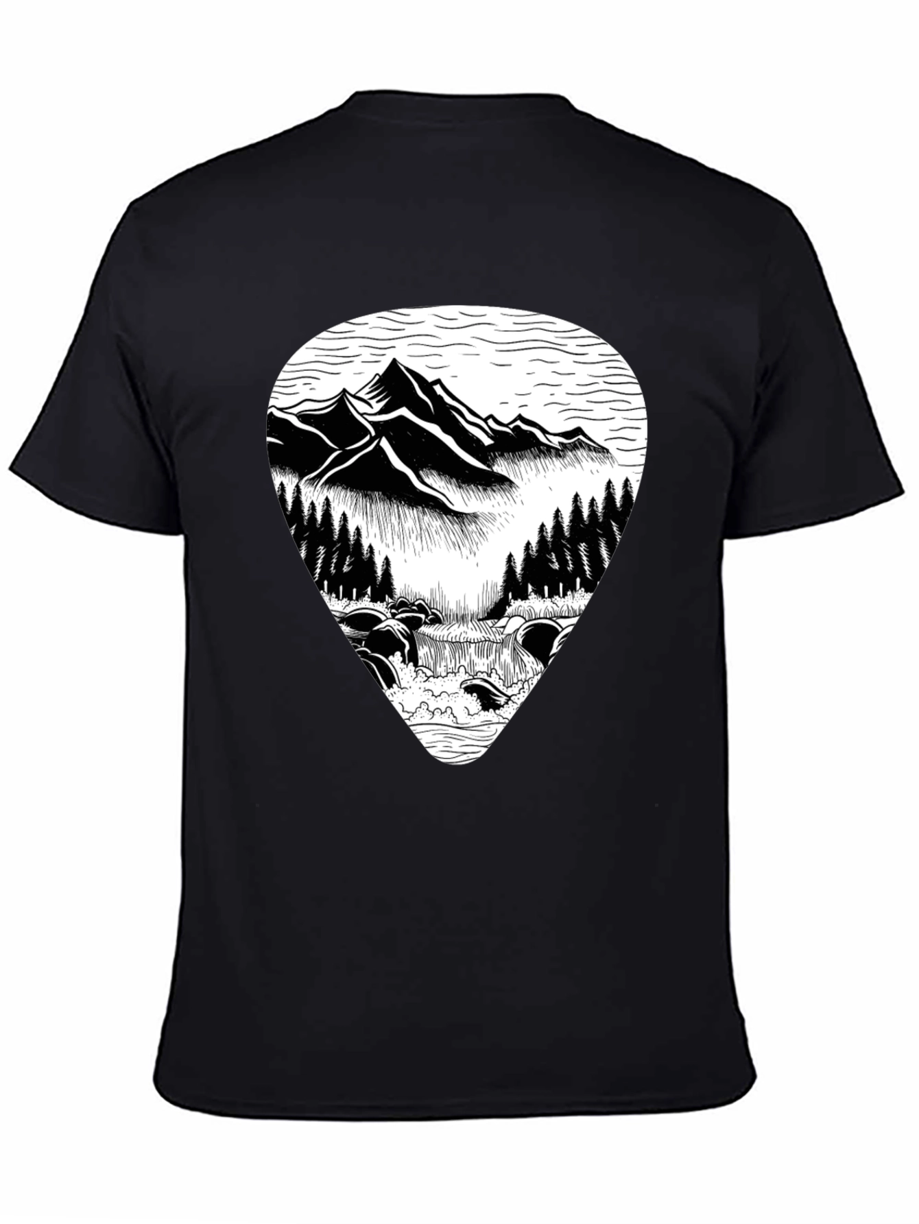 Mountain Scene Graphic Tee - Black