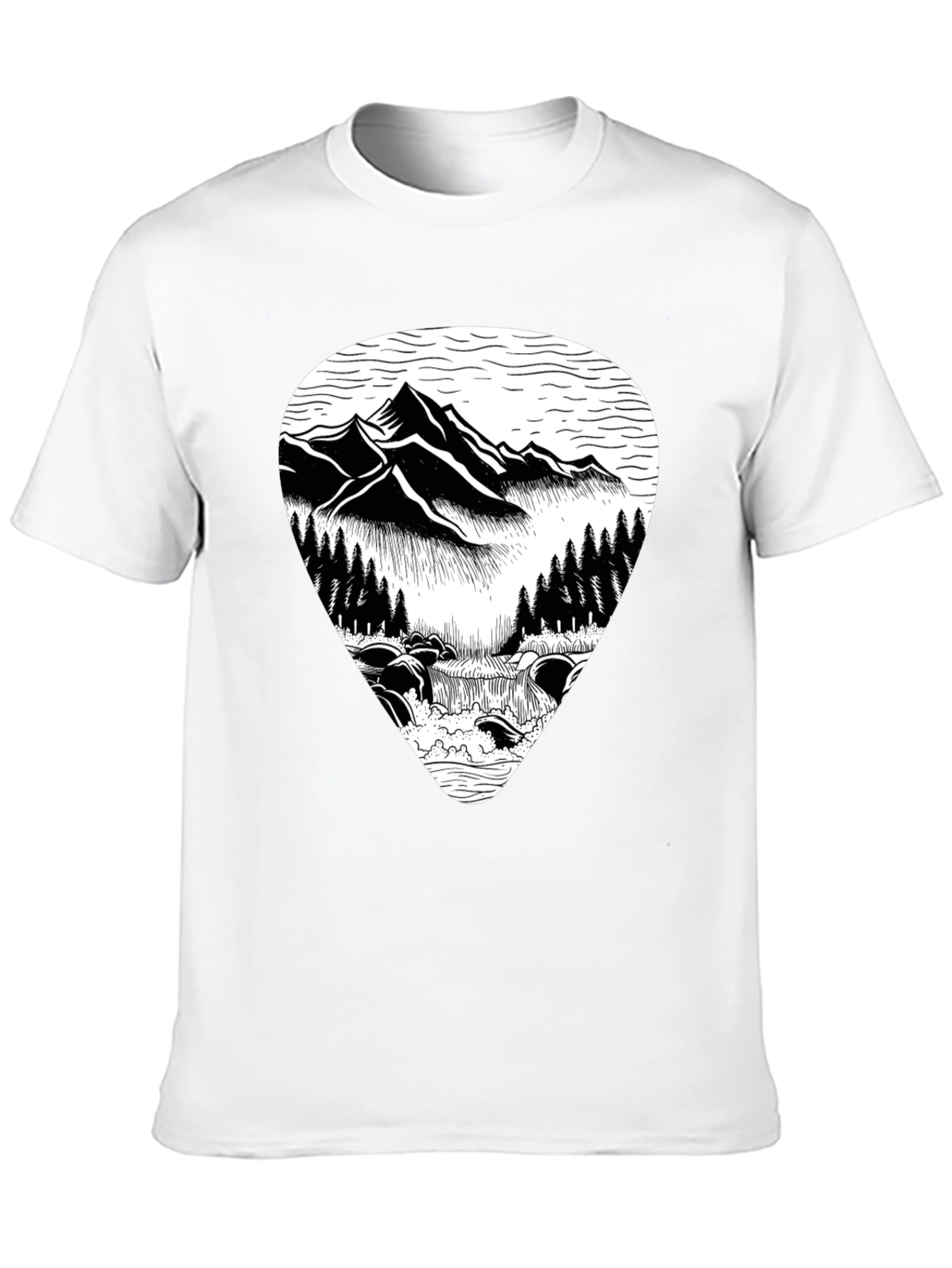 Mountain Scene Graphic Tee - Black