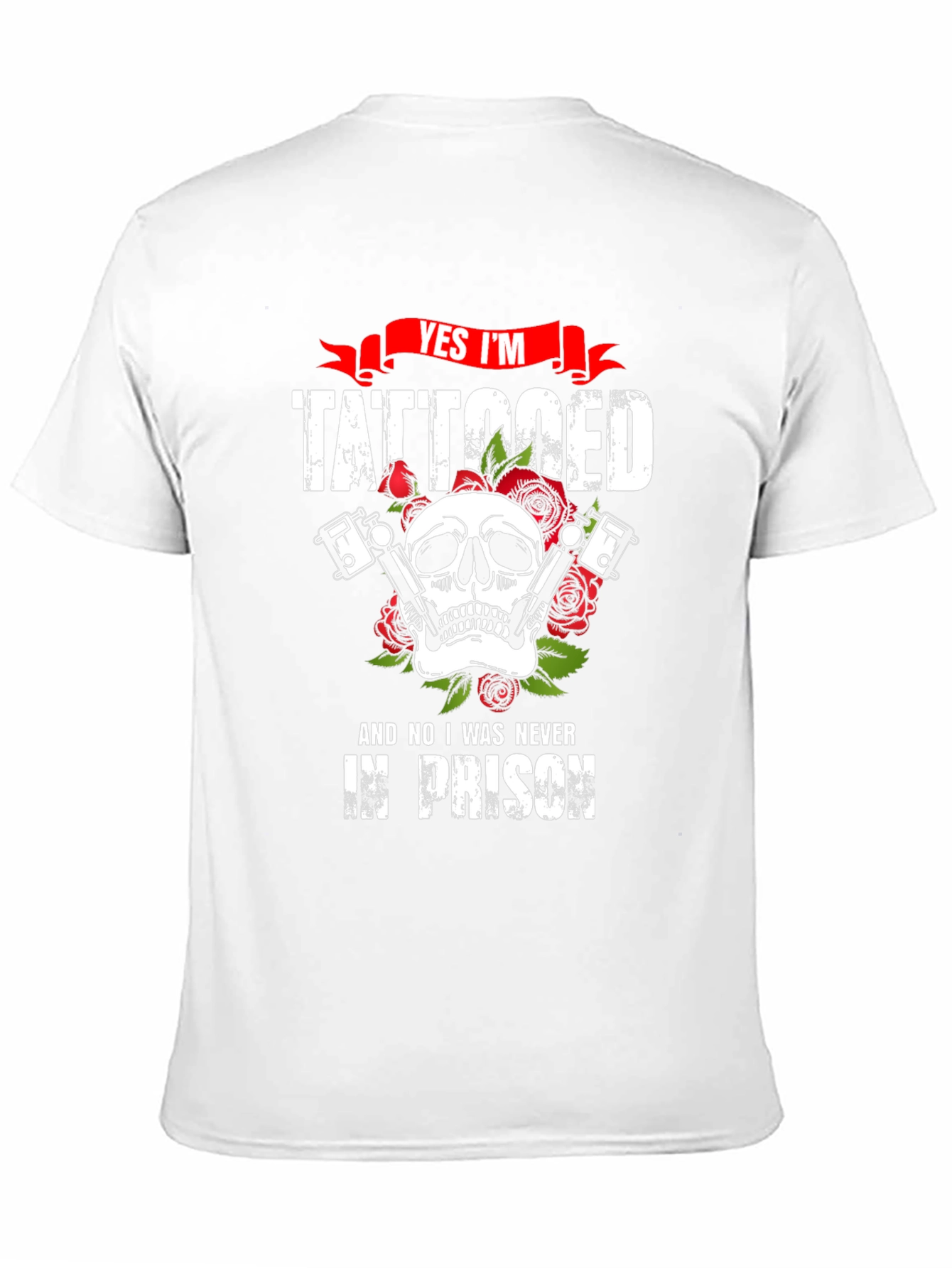 Tattooed Skull Graphic Tee - Biker Style T-Shirt