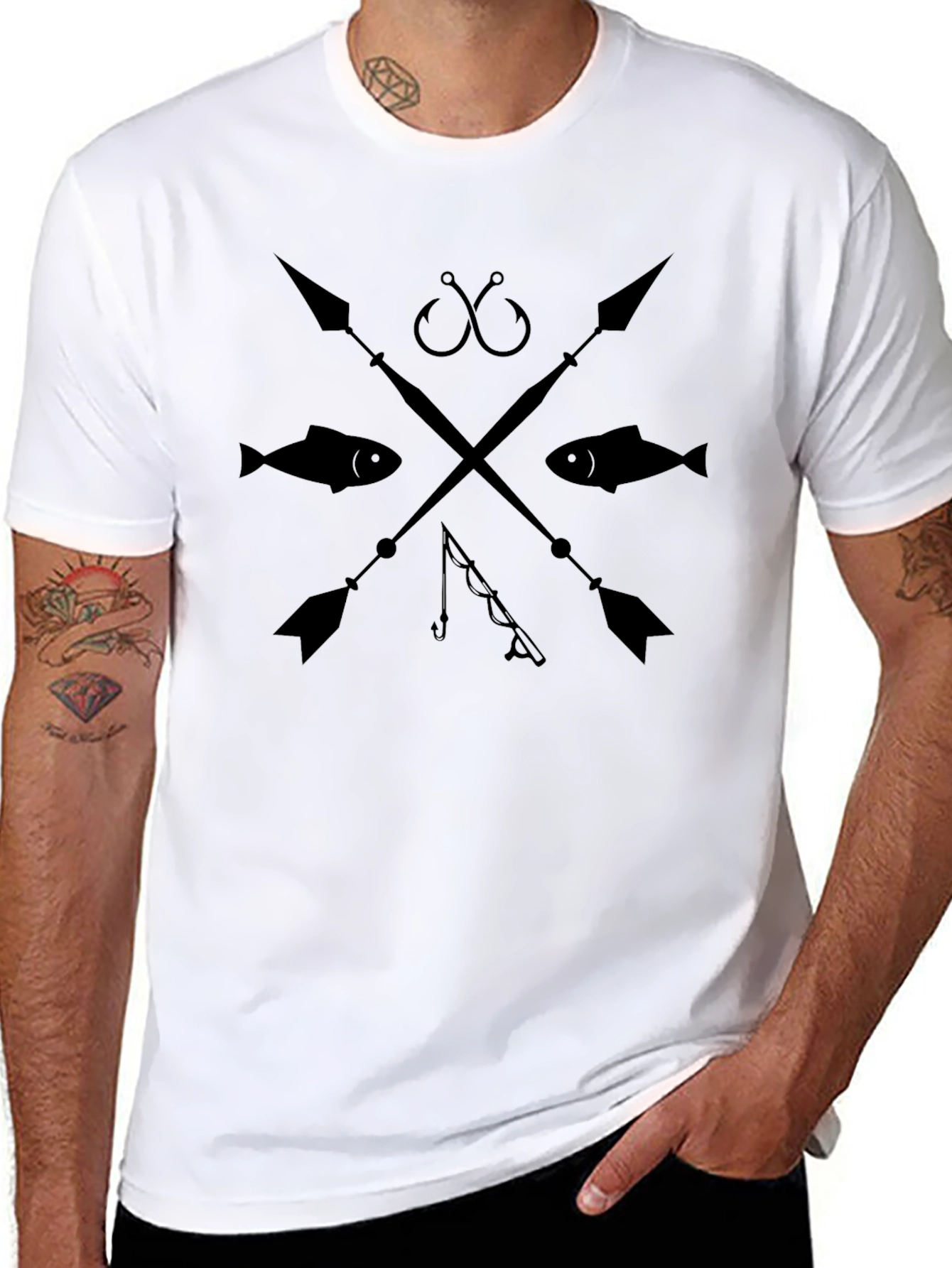 Fishing Spears & Hooks Black Graphic Tee