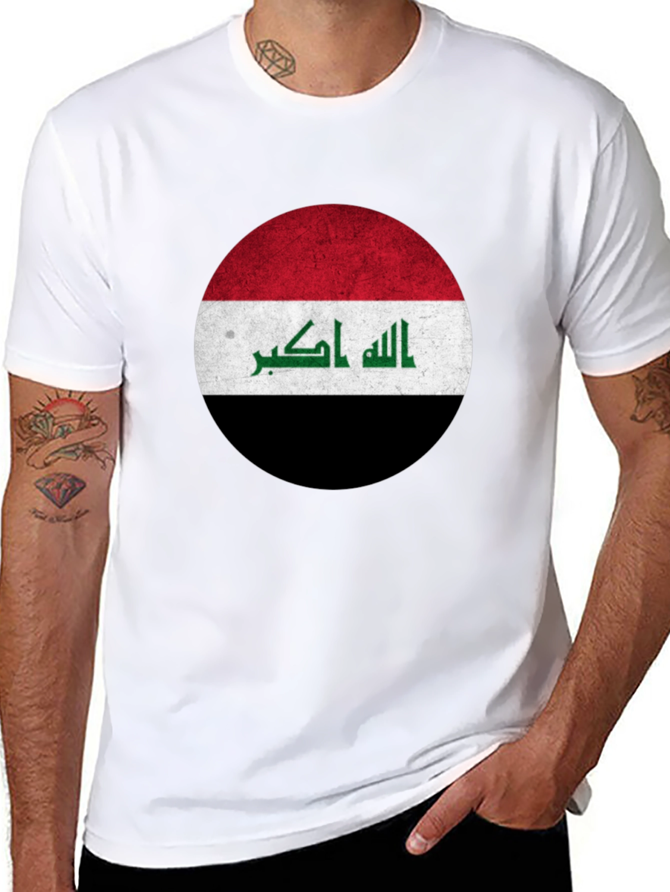 Iraq Flag T-Shirt - Distressed Grunge Style