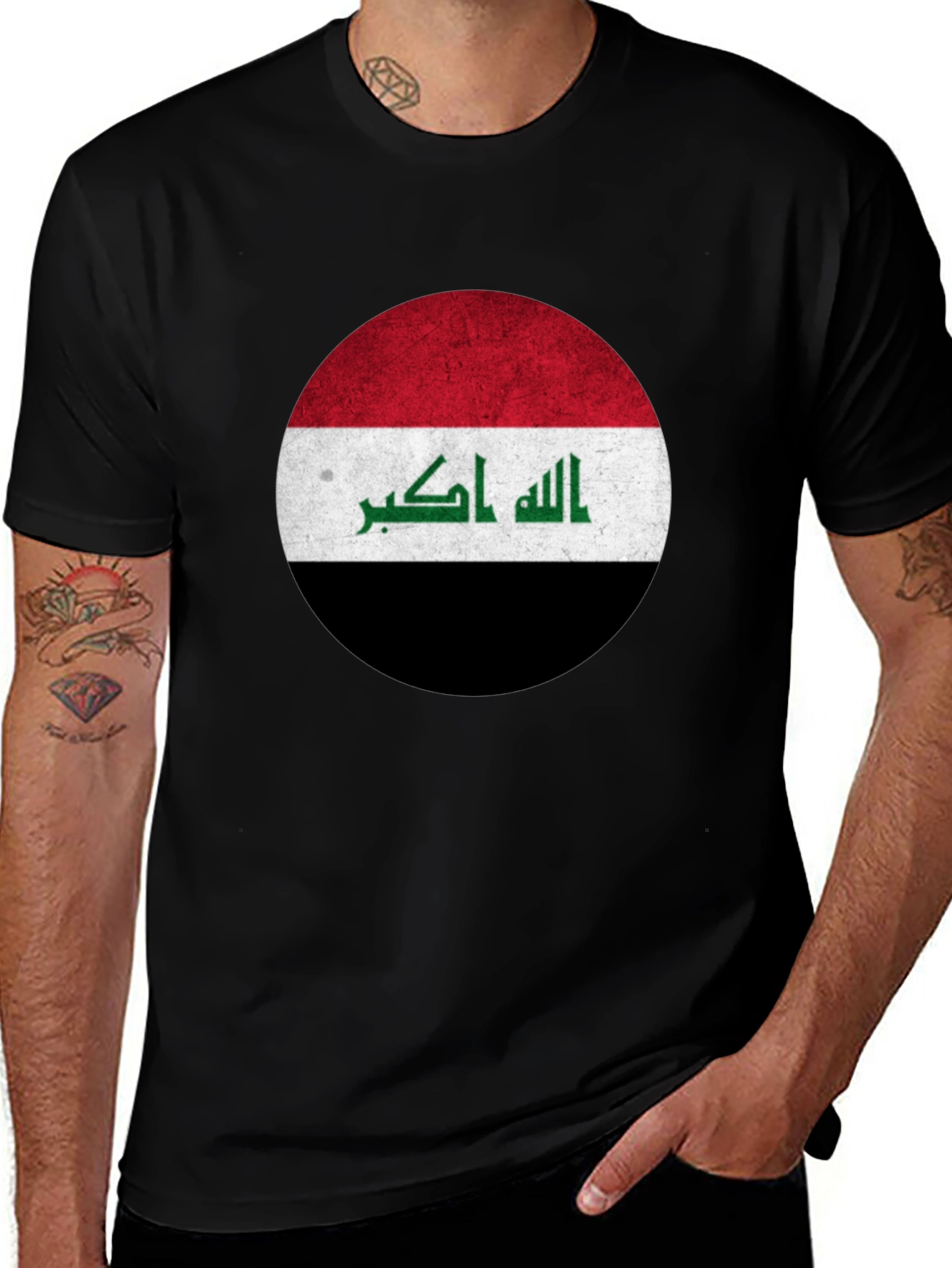 Iraq Flag T-Shirt - Distressed Grunge Style