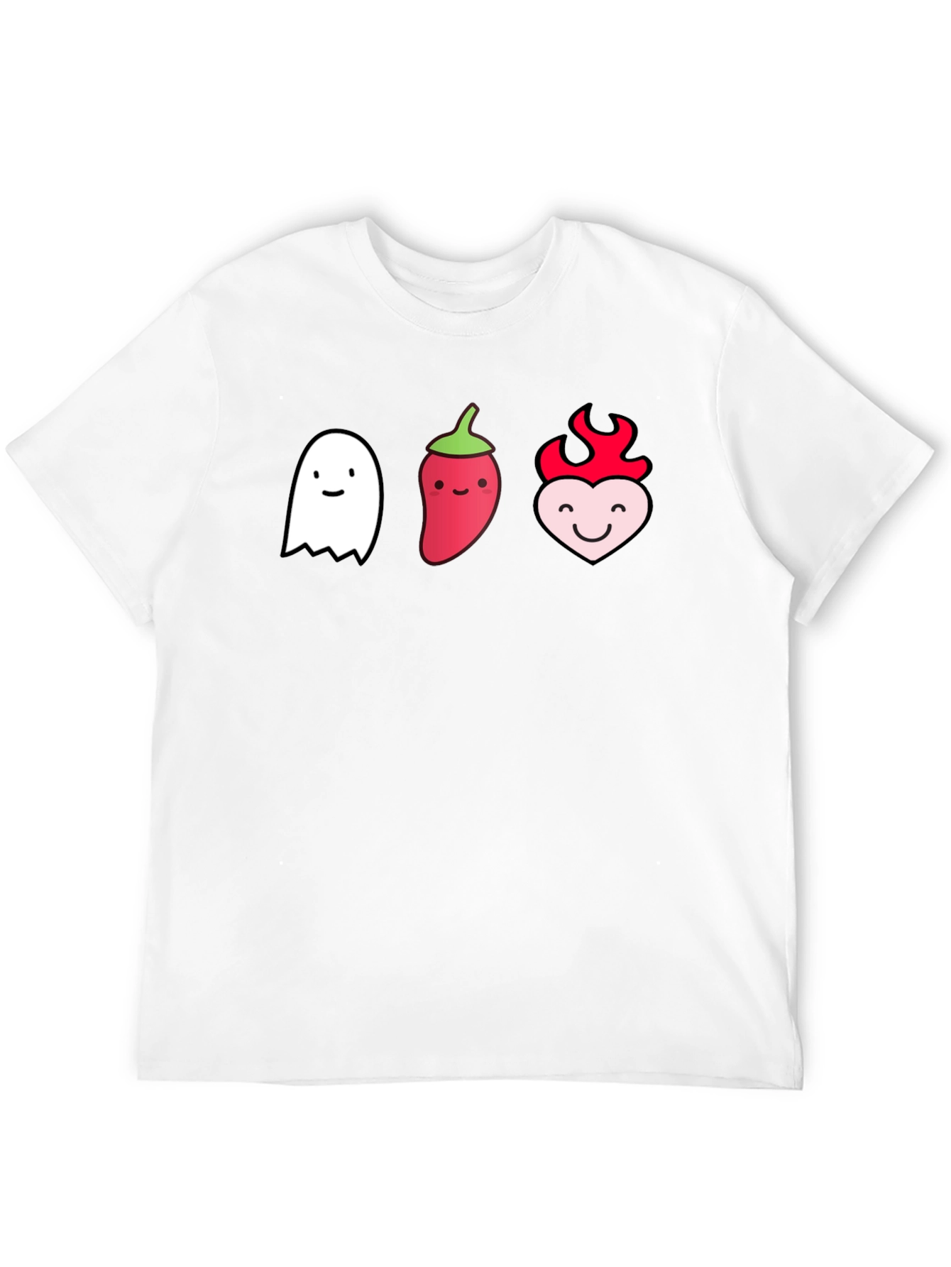 Cute Ghost Pepper Heart Graphic Black T-Shirt