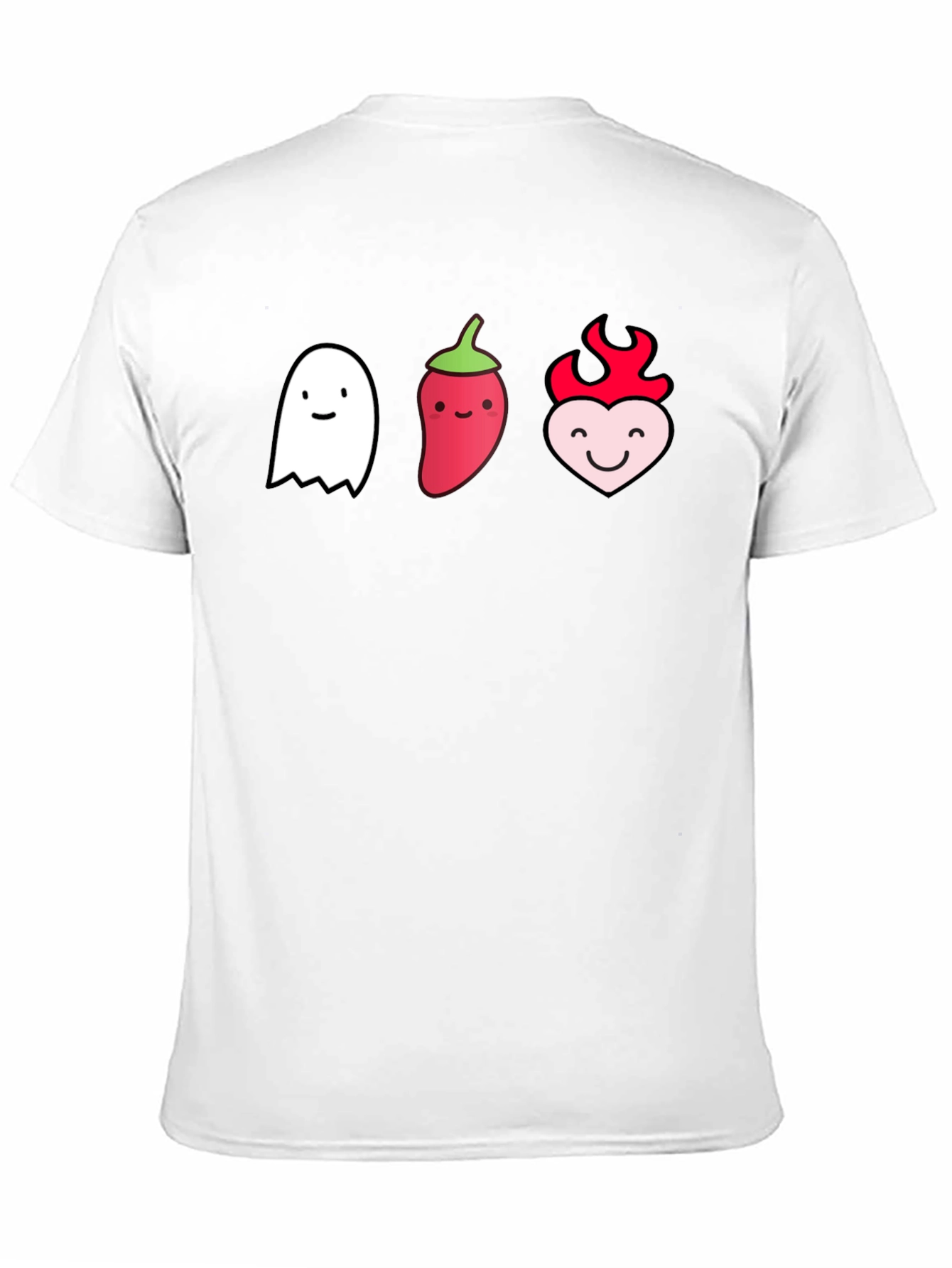 Cute Ghost Pepper Heart Graphic Black T-Shirt