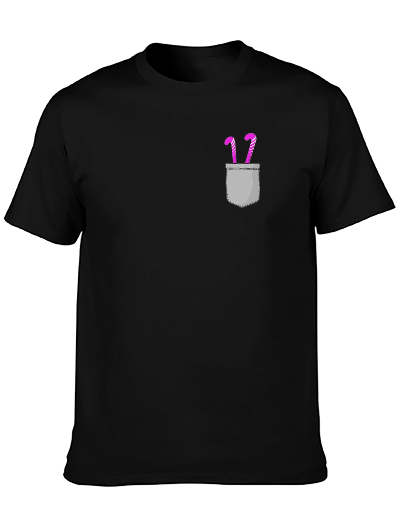 Candy Cane Pocket Tee - Graphic Novelty Shirt
