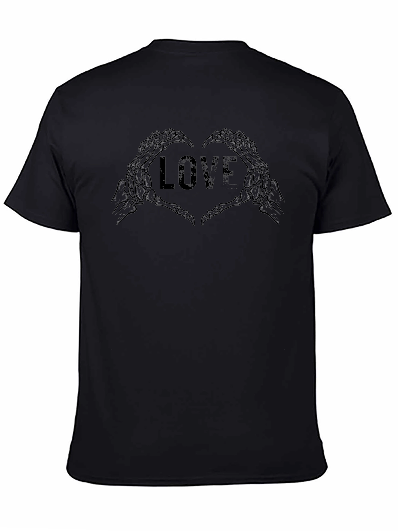 Skeleton Hand Love Heart Graphic Tee - Black