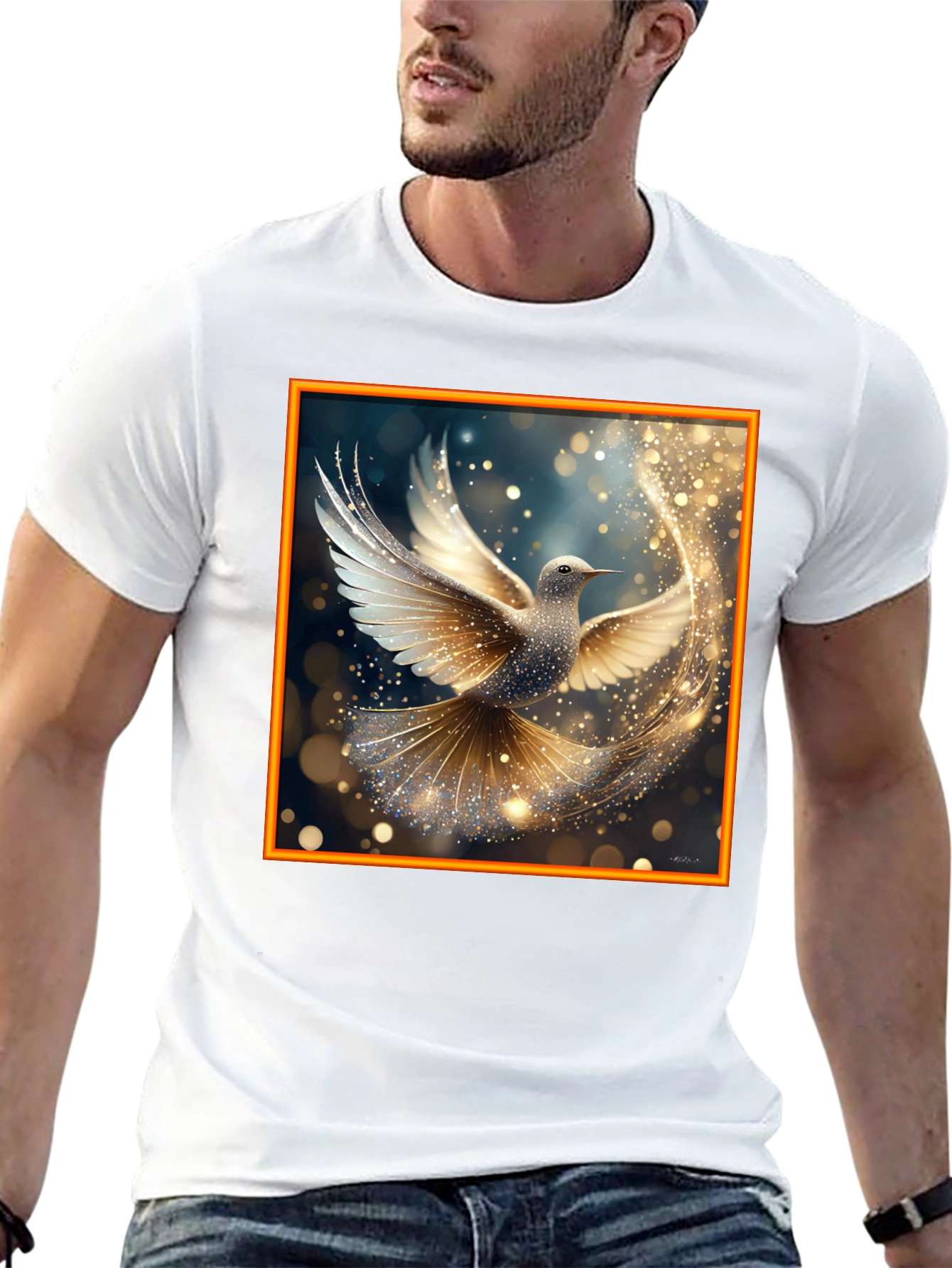 Dove Sparkle Graphic Tee - Elegant Design