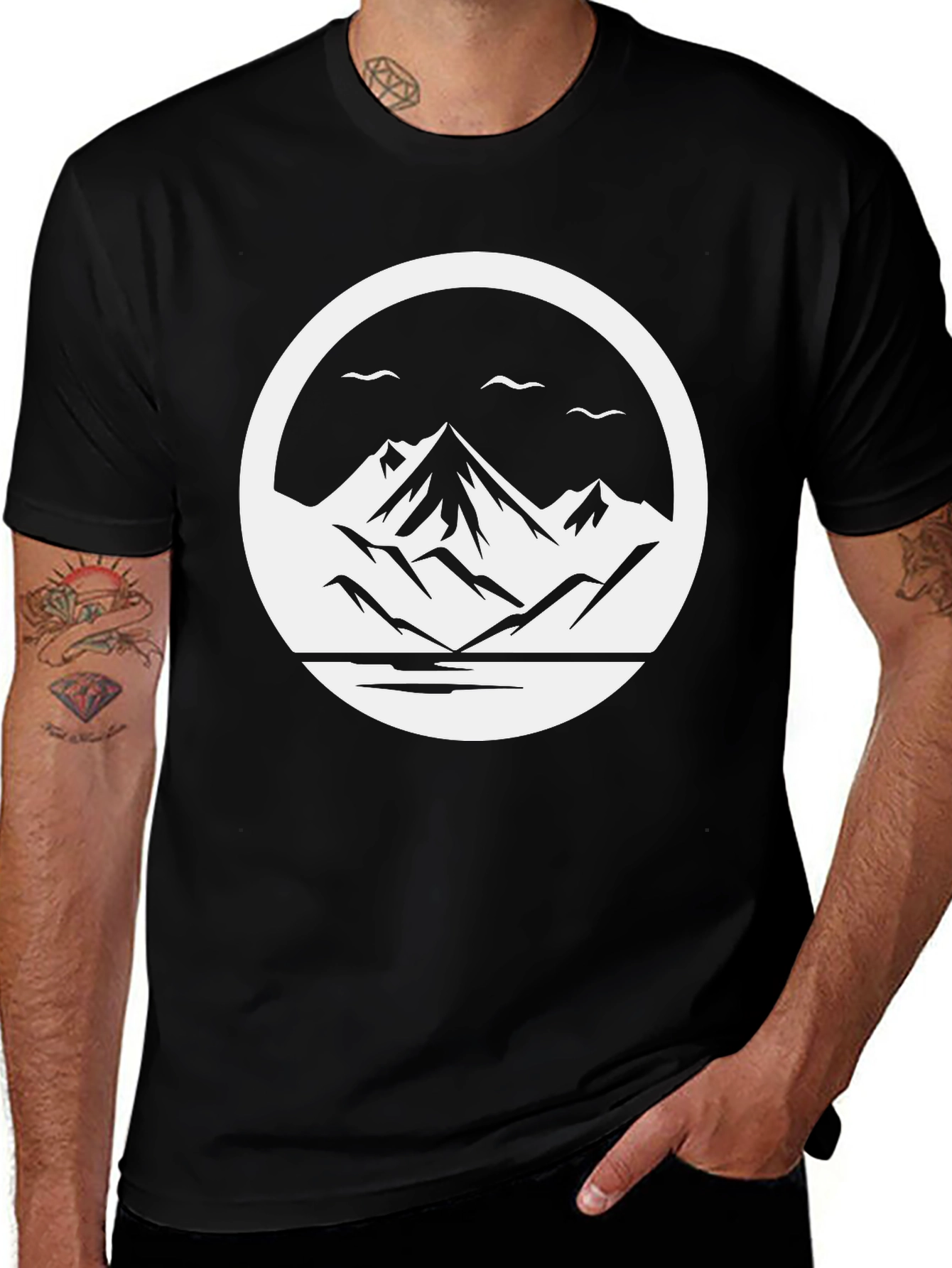 Mountain Circle Graphic Tee - Black Unisex T-Shirt
