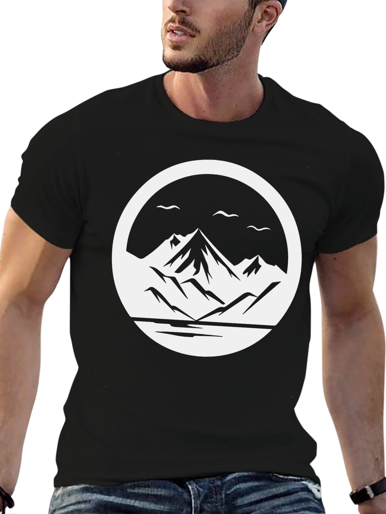 Mountain Circle Graphic Tee - Black Unisex T-Shirt
