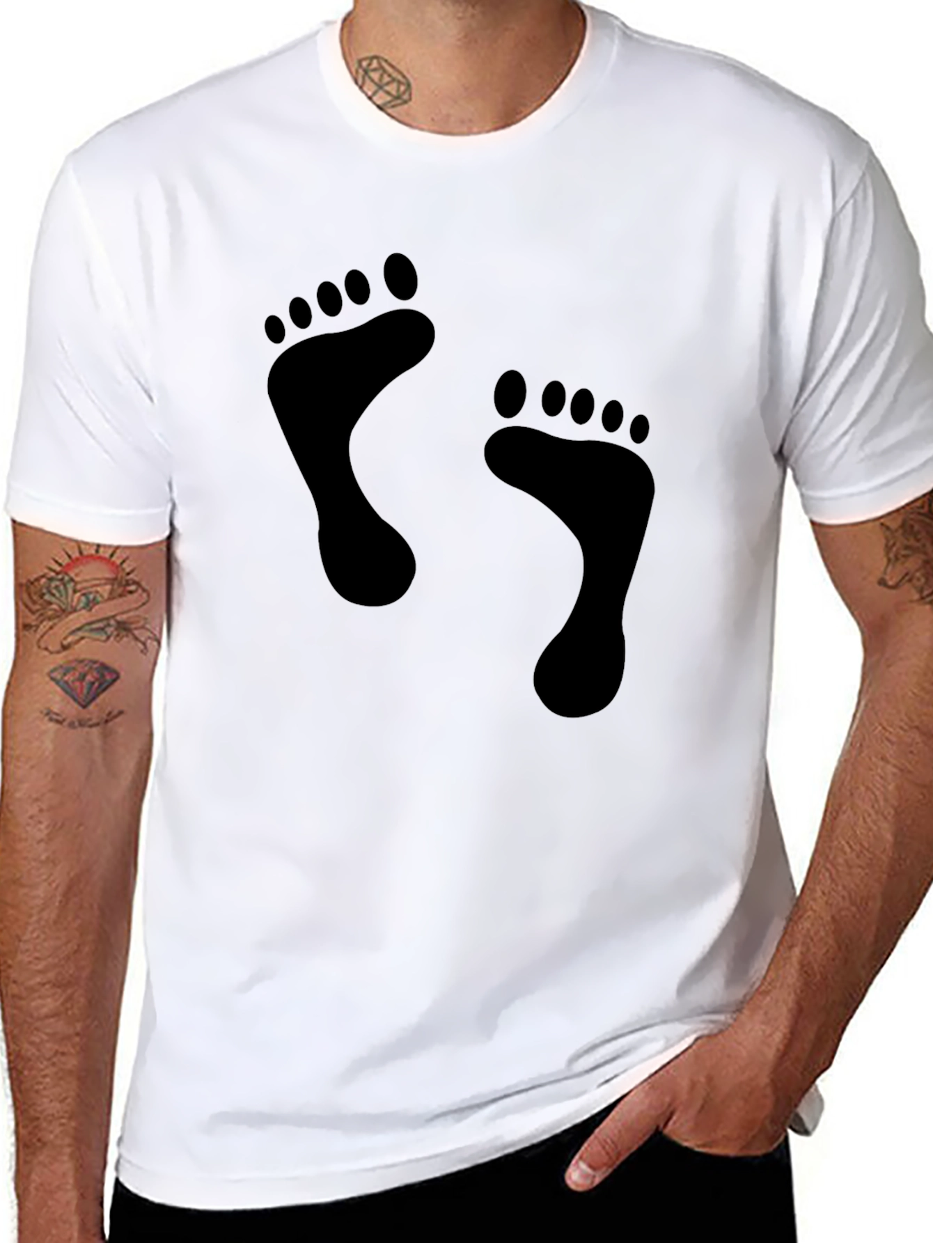 Footprint Graphic Print Tee - Black Unisex T-Shirt