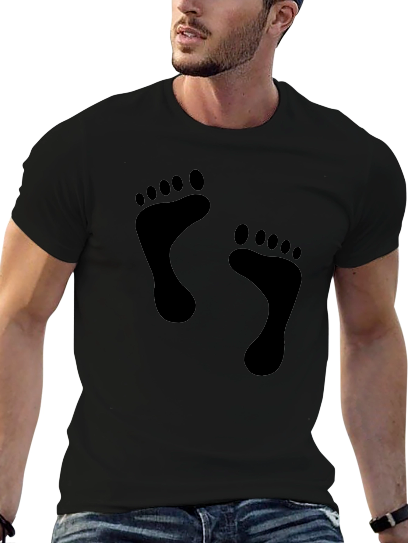 Footprint Graphic Print Tee - Black Unisex T-Shirt