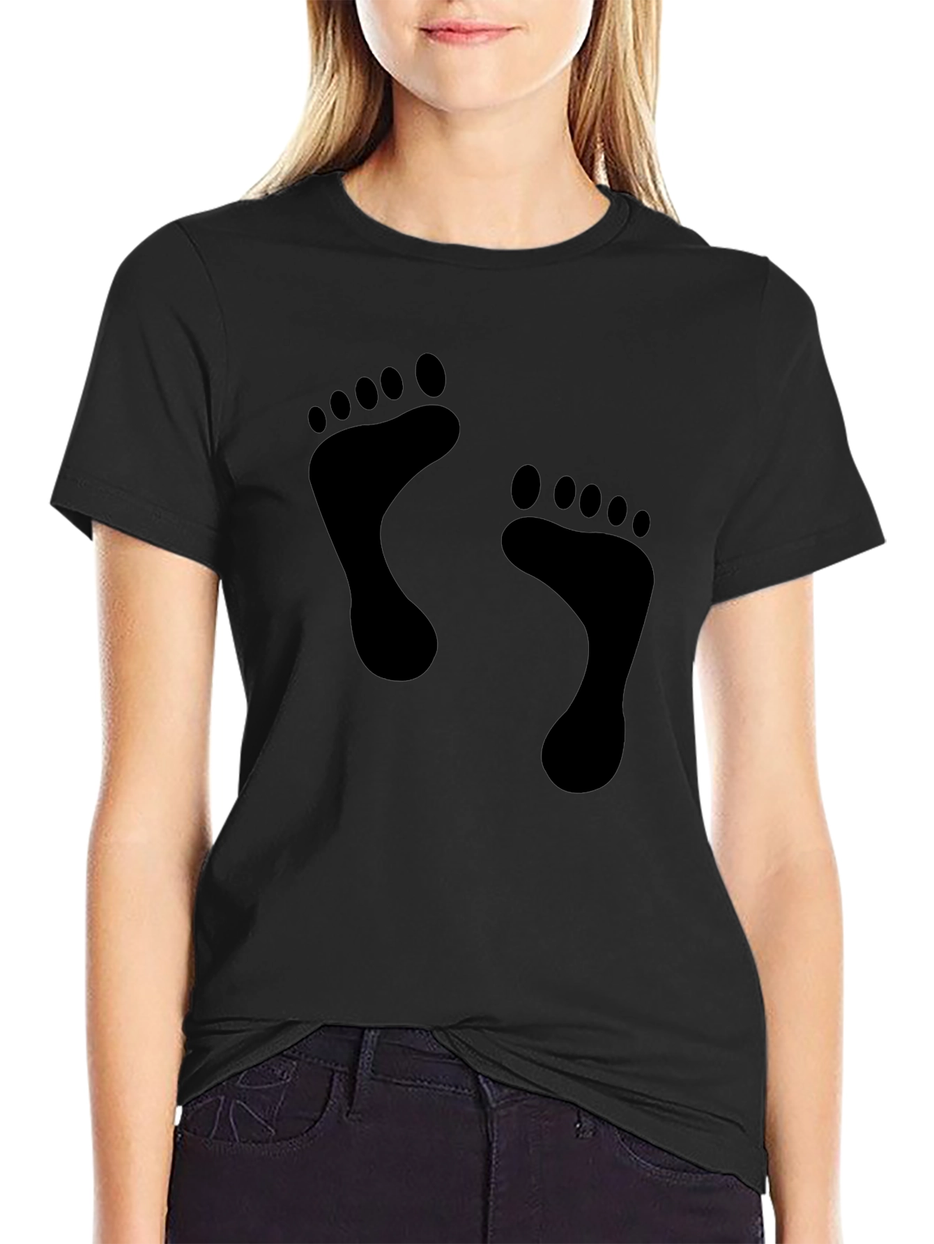 Footprint Graphic Print Tee - Black Unisex T-Shirt