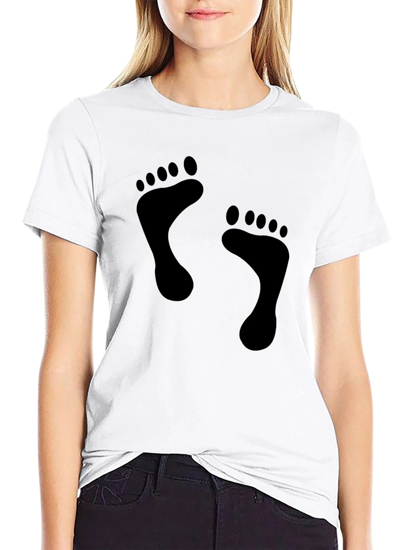 Footprint Graphic Print Tee - Black Unisex T-Shirt