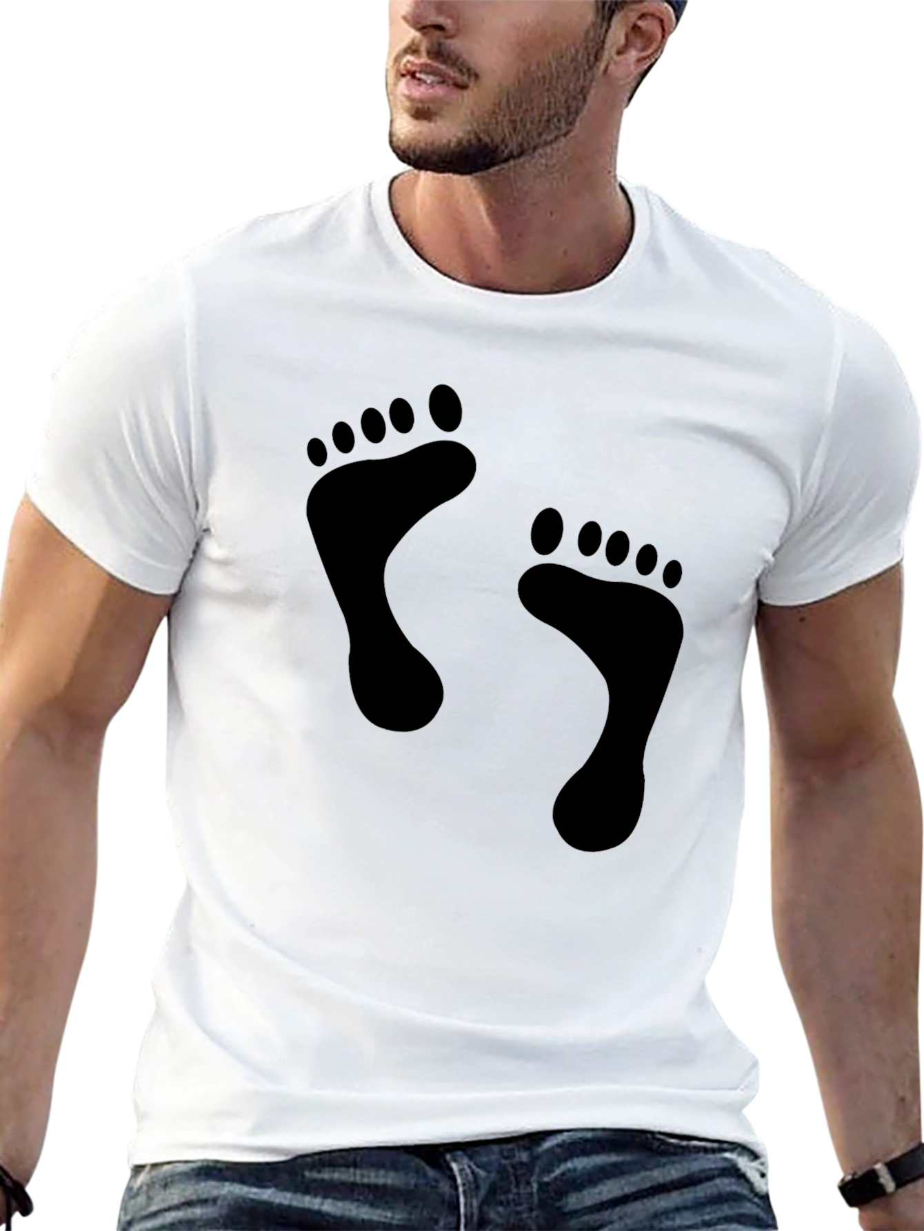 Footprint Graphic Print Tee - Black Unisex T-Shirt