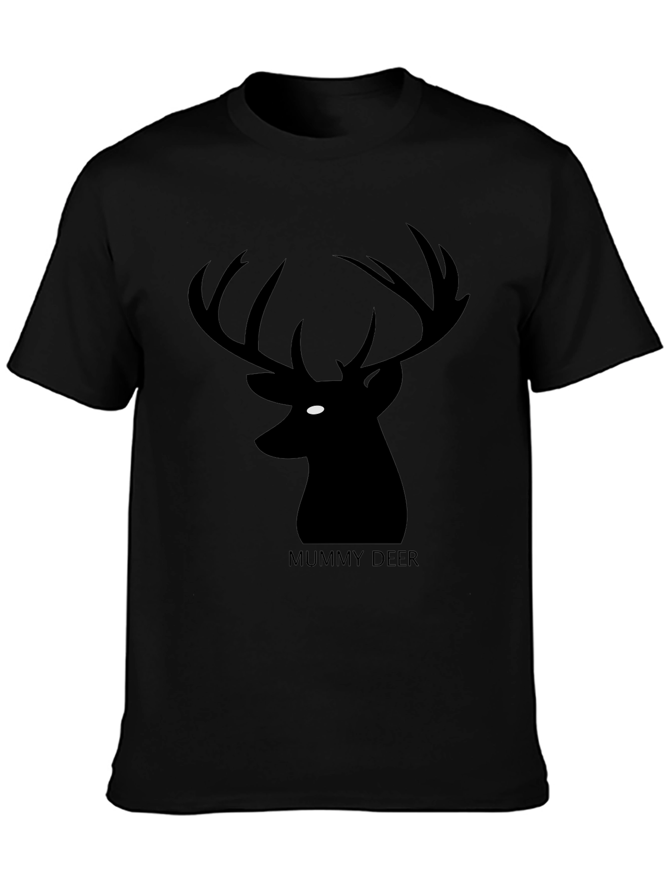 Mummy Deer Graphic T-Shirt - Black Casual Style