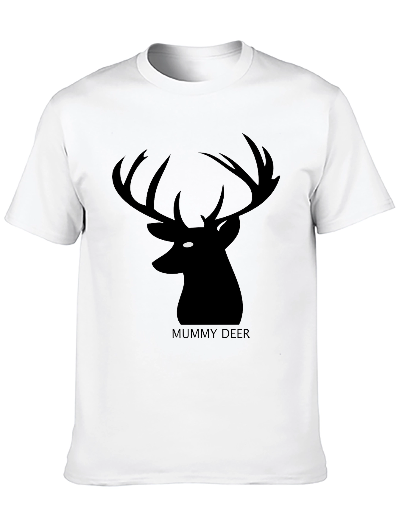 Mummy Deer Graphic T-Shirt - Black Casual Style