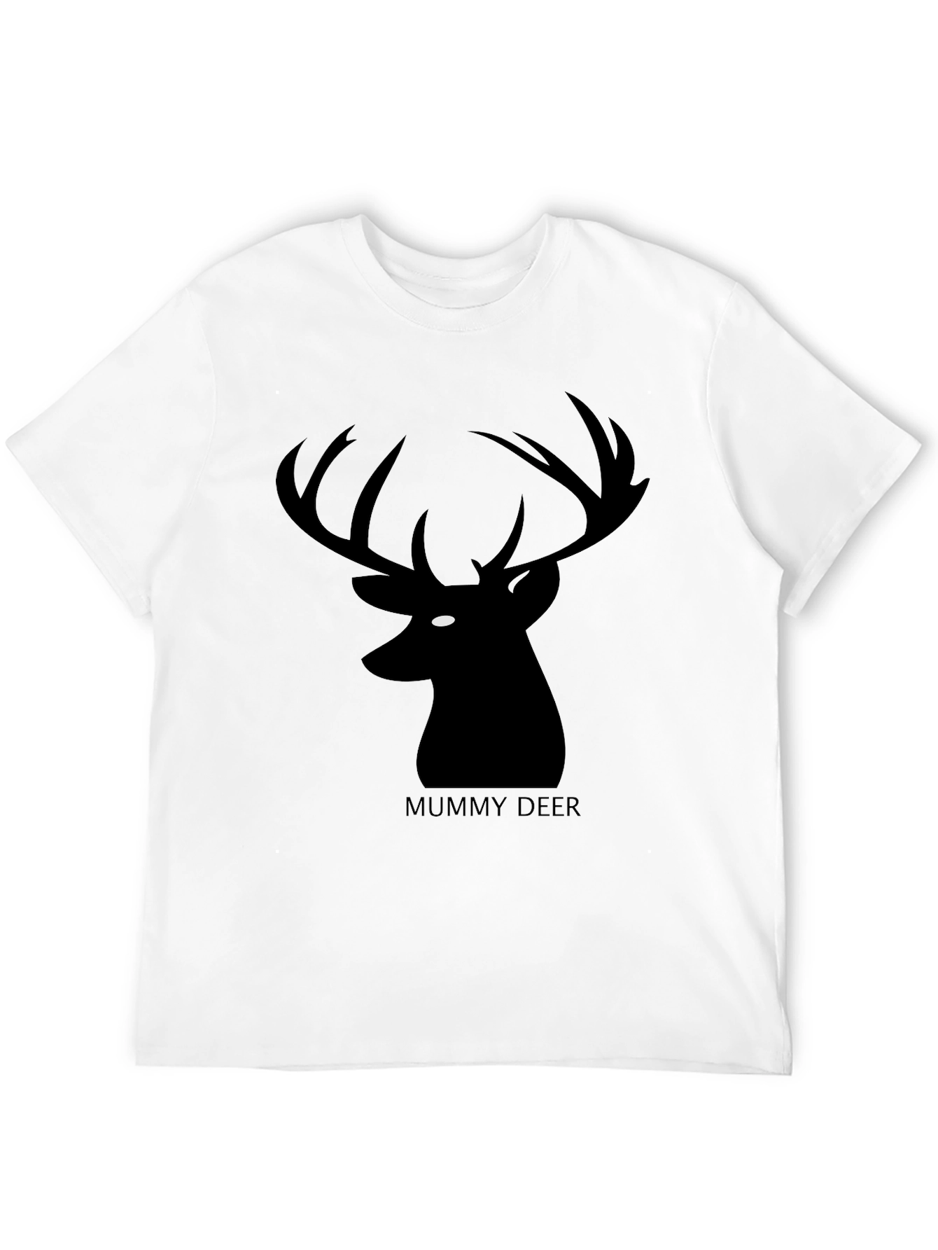 Mummy Deer Graphic T-Shirt - Black Casual Style
