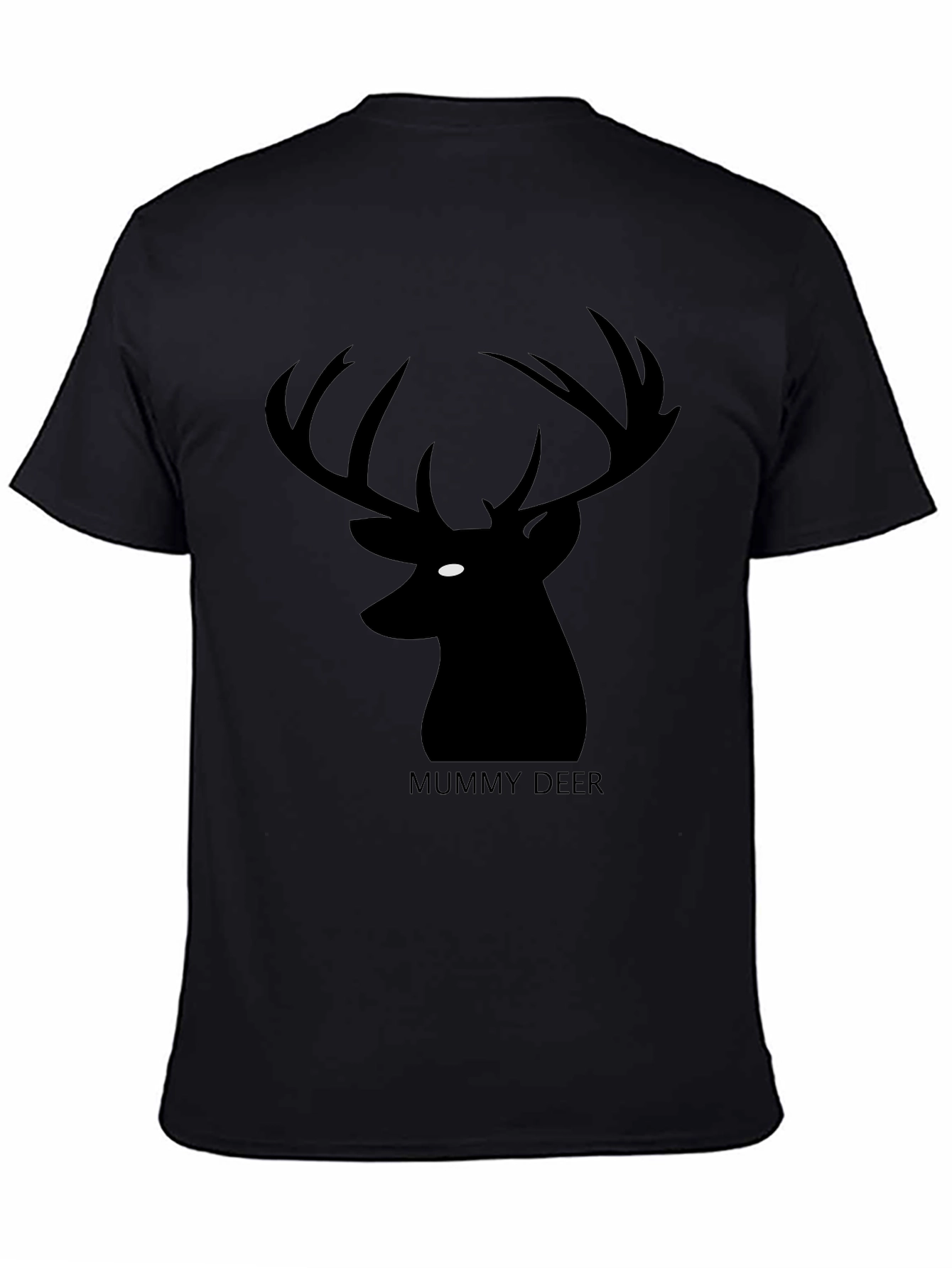 Mummy Deer Graphic T-Shirt - Black Casual Style