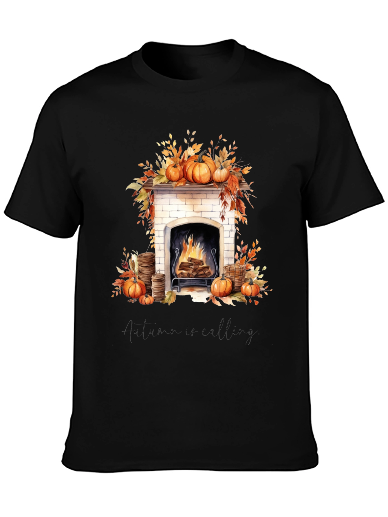 Autumn Calling Black Graphic Tee