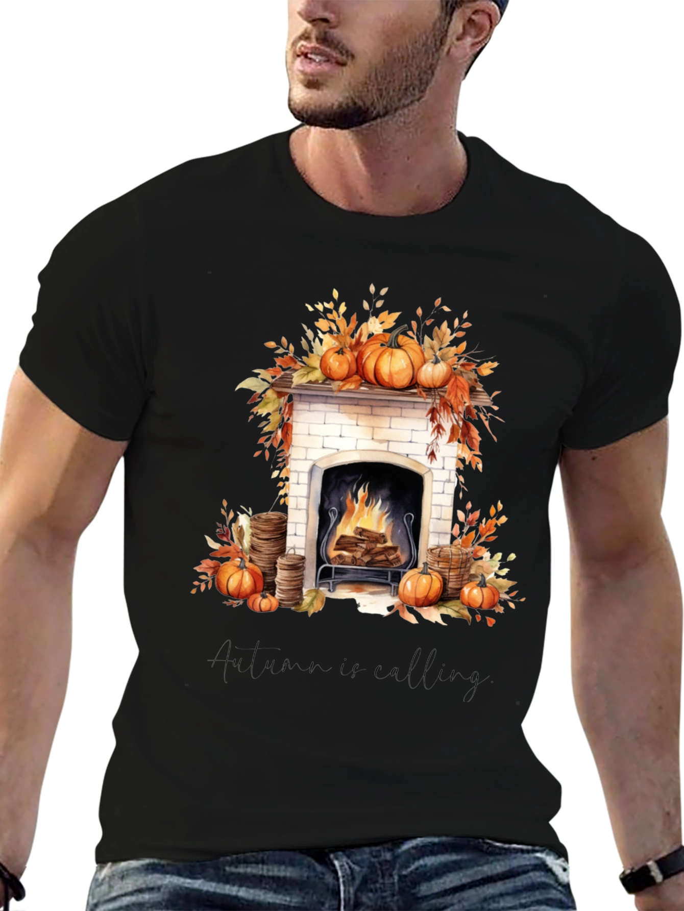 Autumn Calling Black Graphic Tee