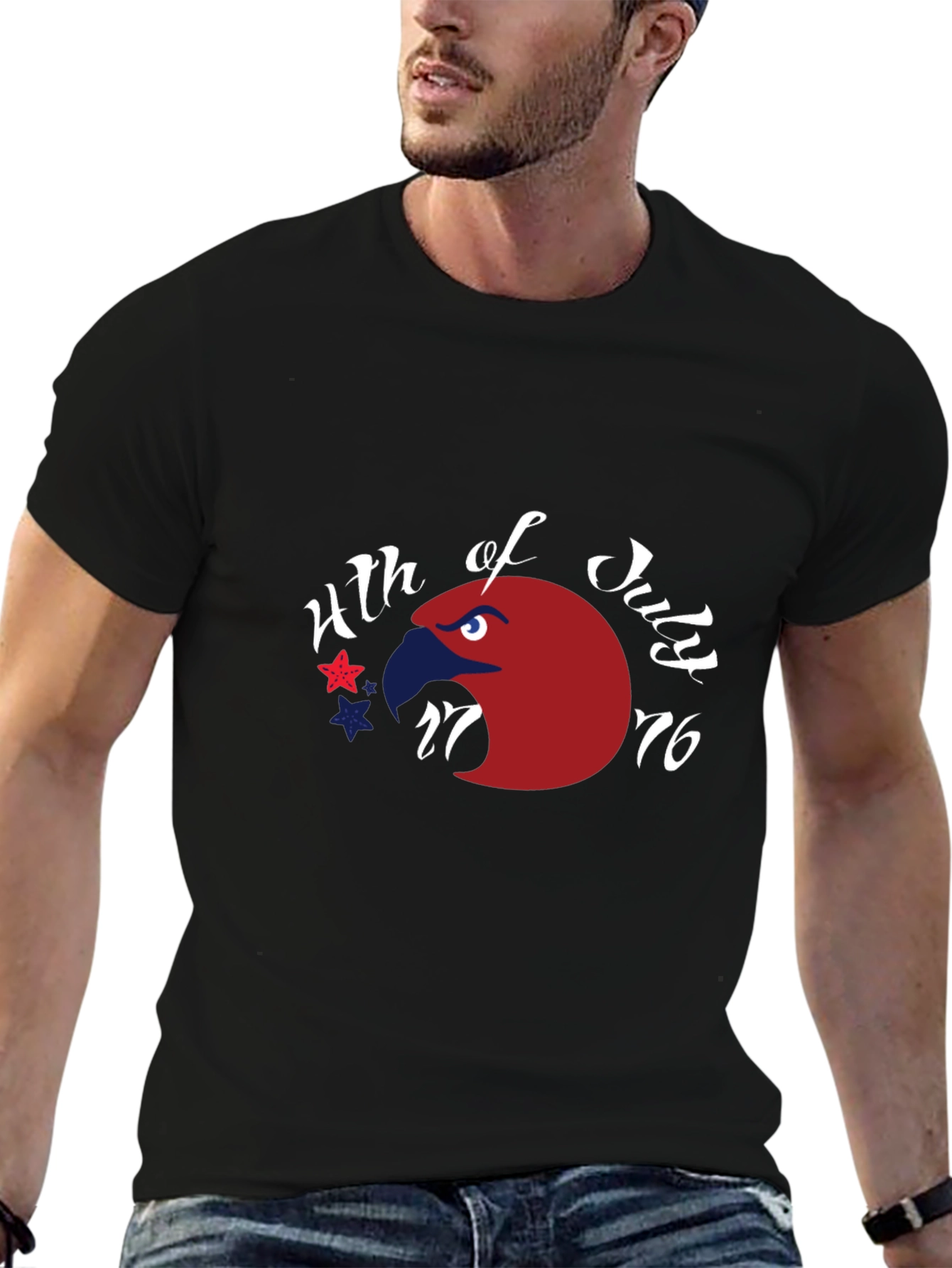 Patriotic Eagle 4th of July Graphic Tee - Black
