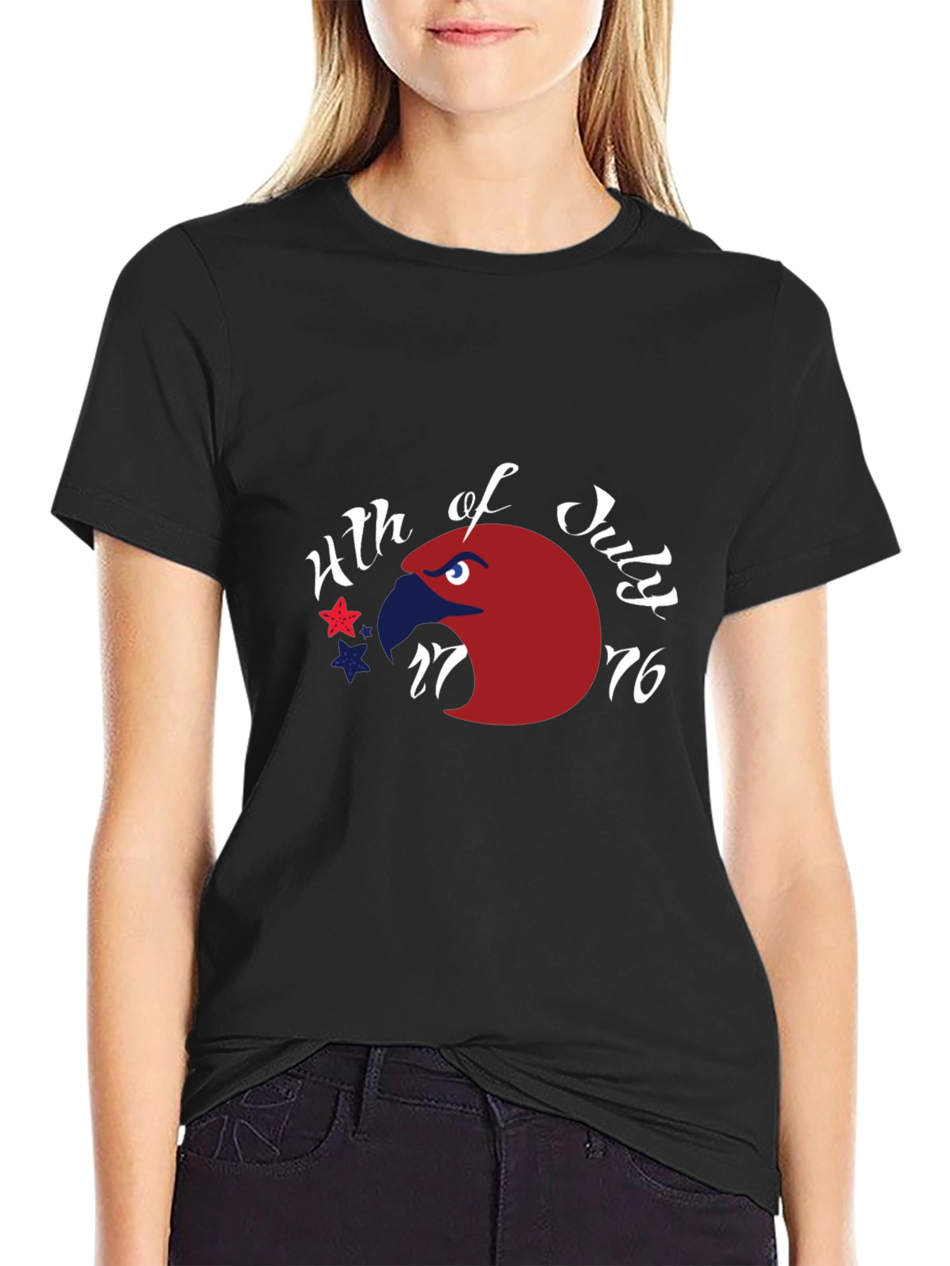 Patriotic Eagle 4th of July Graphic Tee - Black