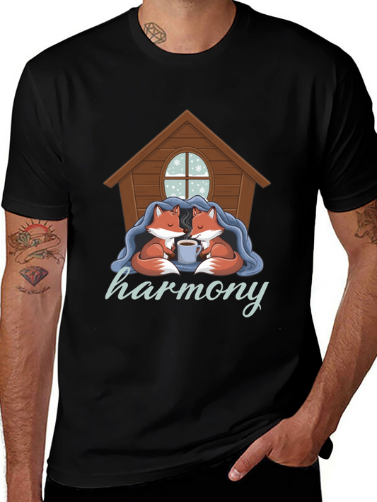 Cozy Foxes Harmony Black Graphic Tee