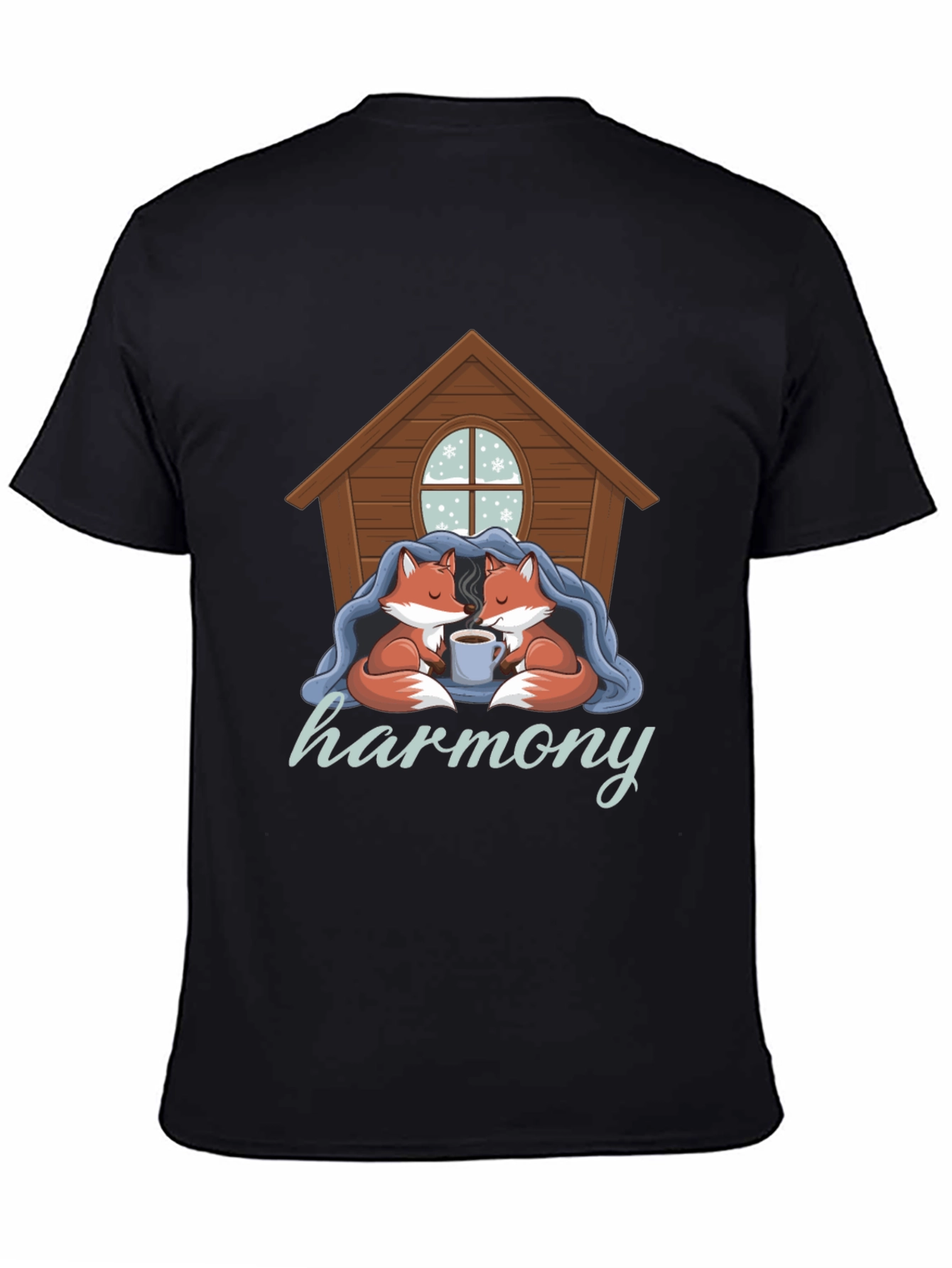 Cozy Foxes Harmony Black Graphic Tee