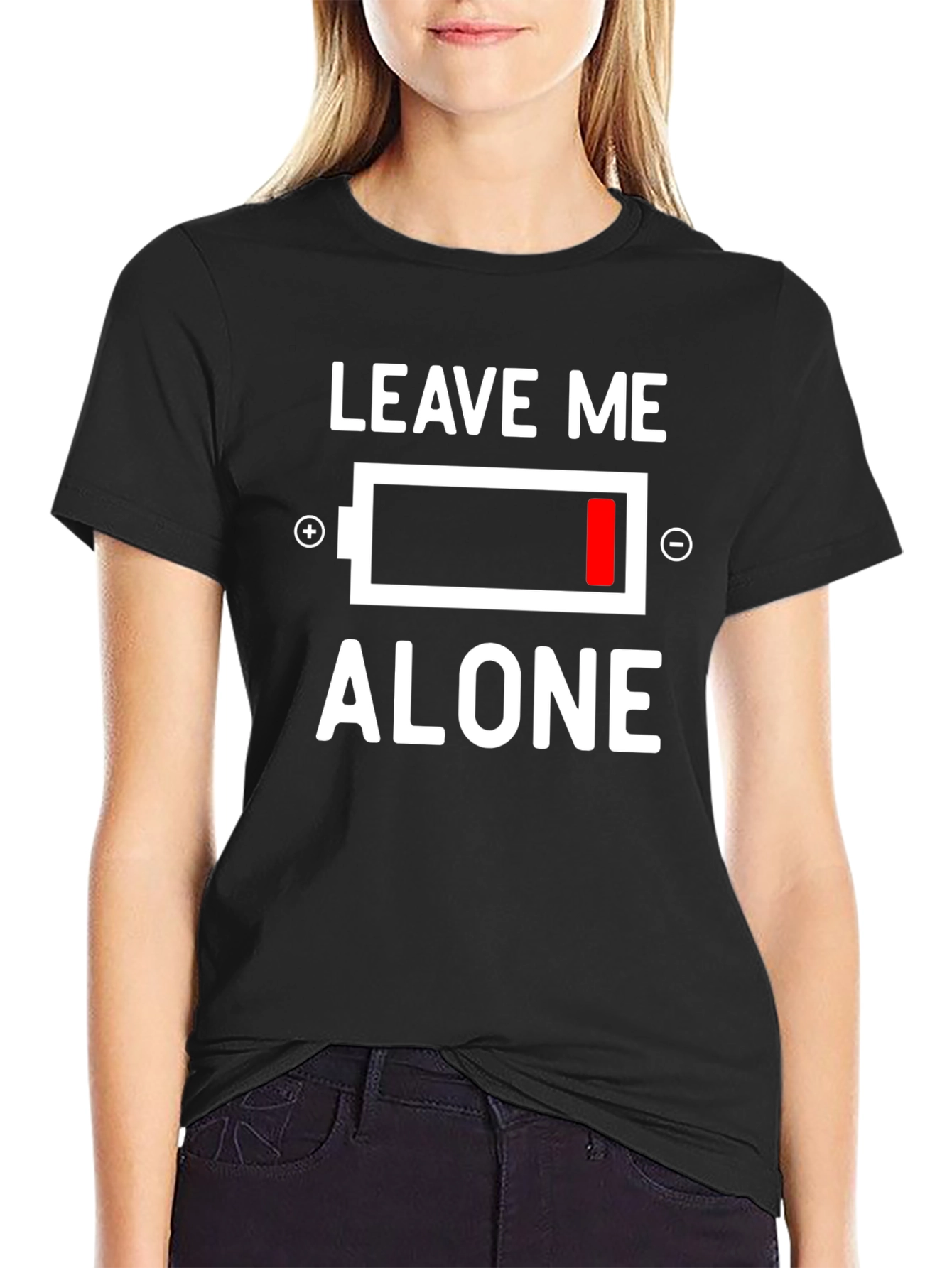 Leave Me Alone Low Battery Graphic Tee - Black