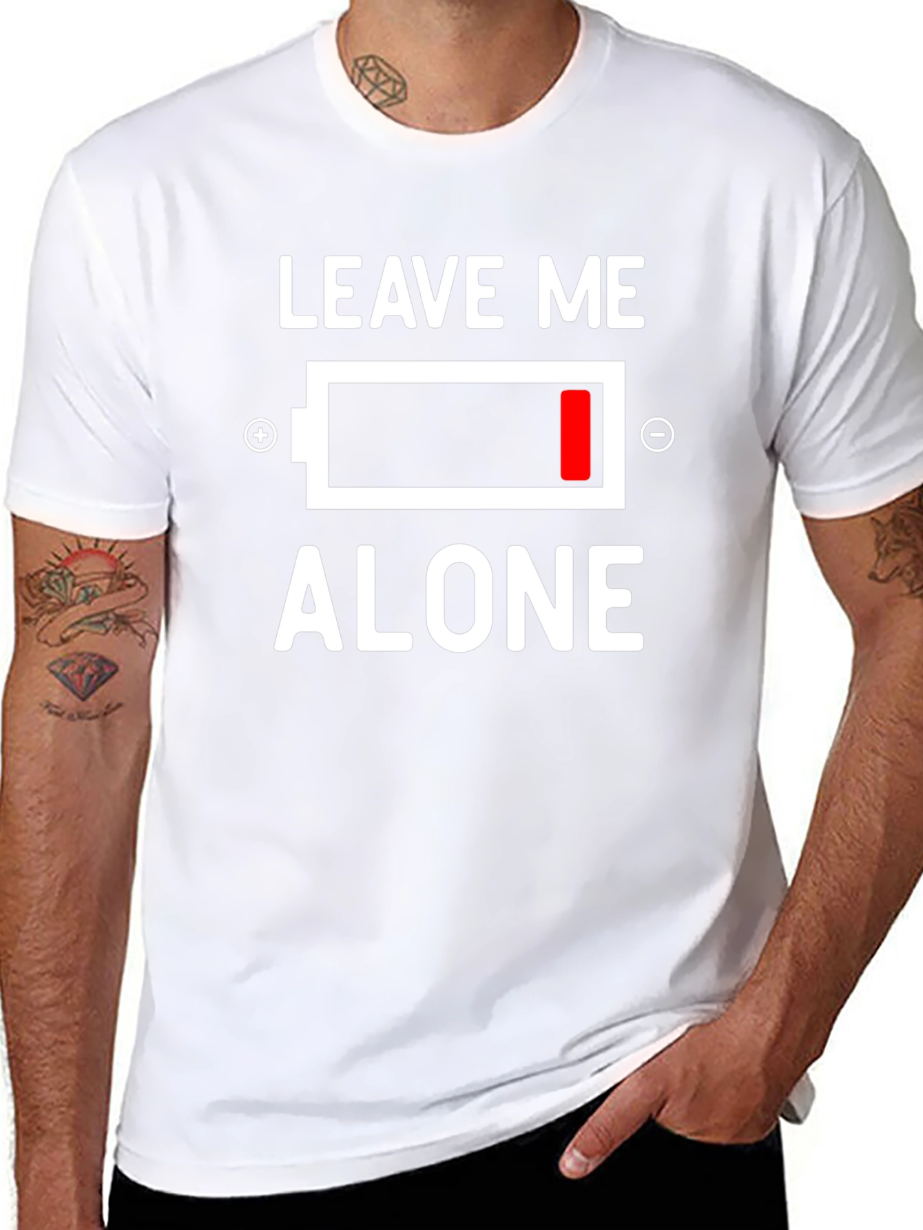 Leave Me Alone Low Battery Graphic Tee - Black