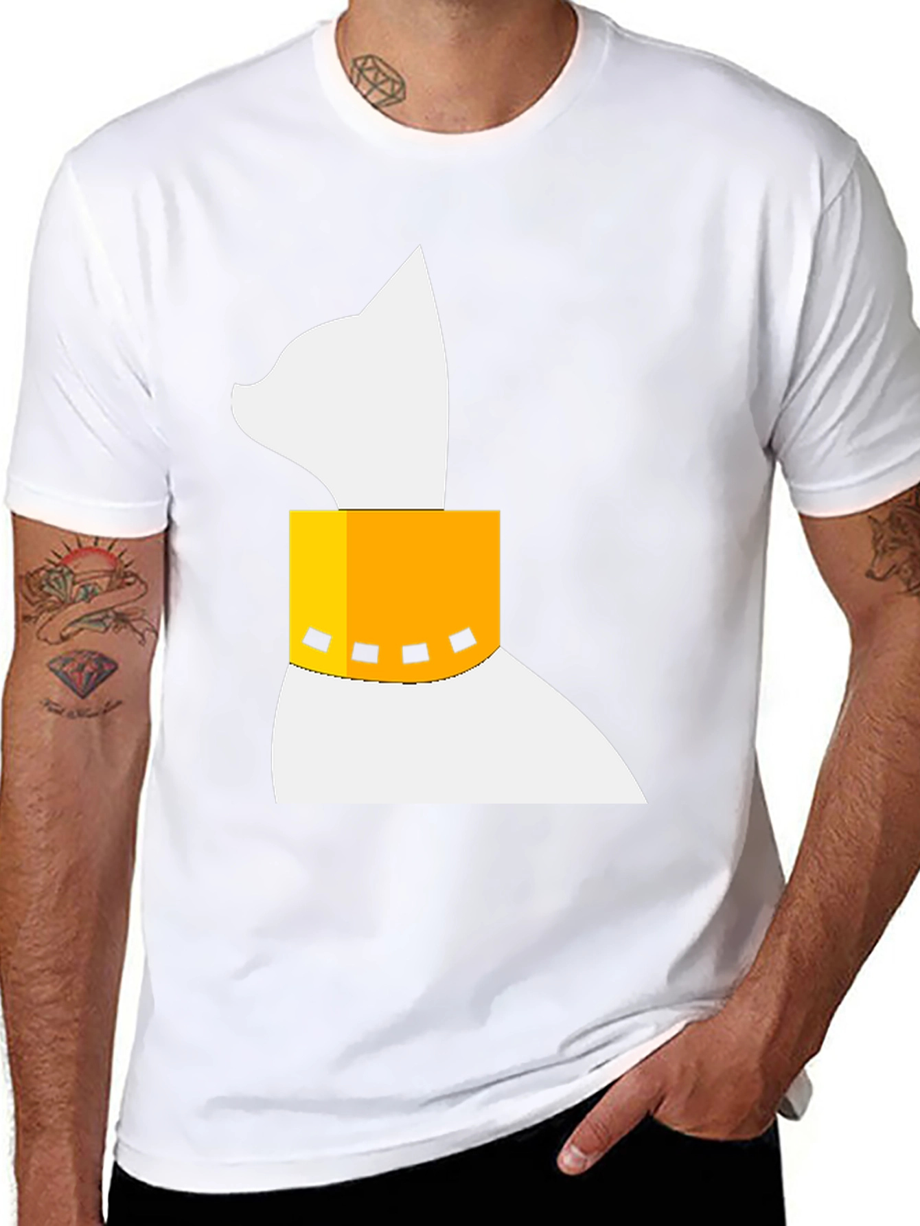Cat with Collar Black T-Shirt