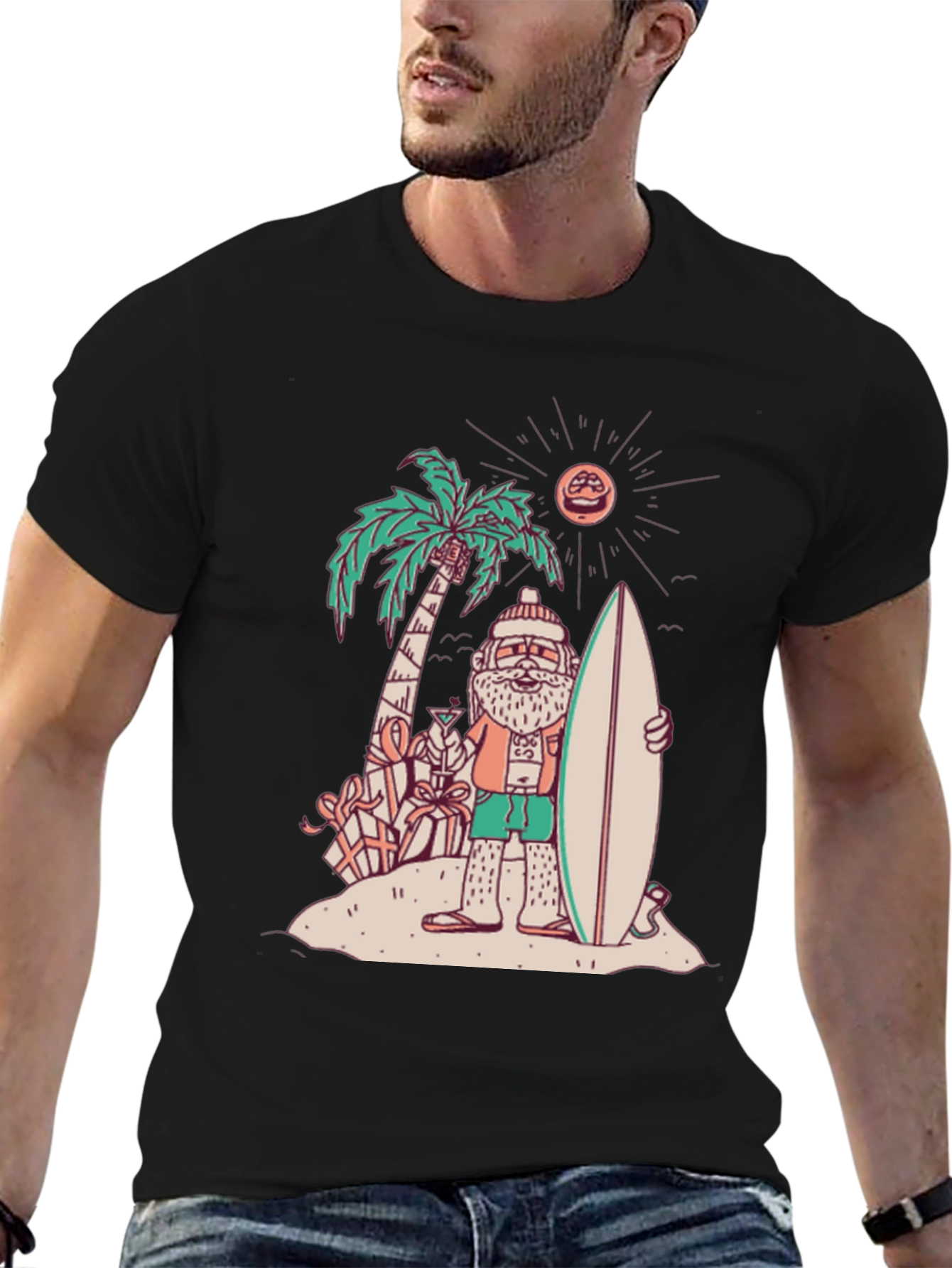 Tropical Santa Surfer T-Shirt