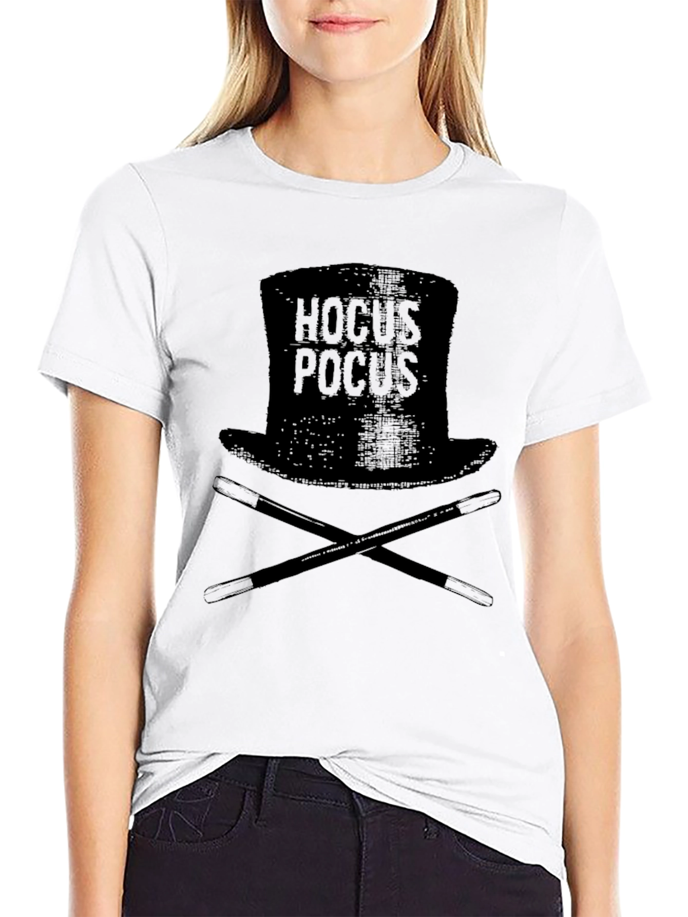 Hocus Pocus Hat & Wand Black T-Shirt