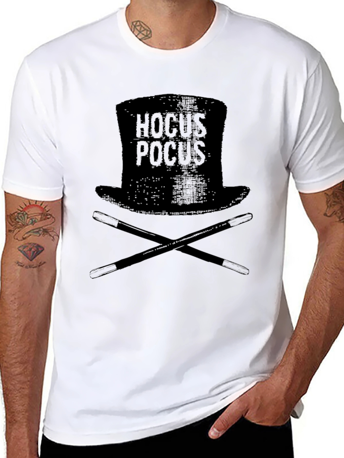 Hocus Pocus Hat & Wand Black T-Shirt