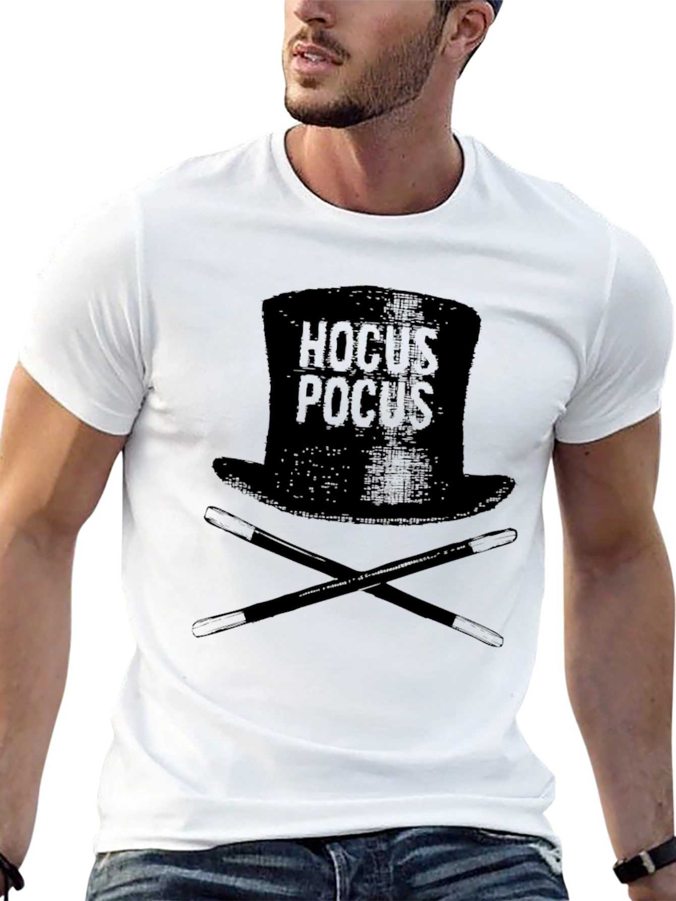 Hocus Pocus Hat & Wand Black T-Shirt
