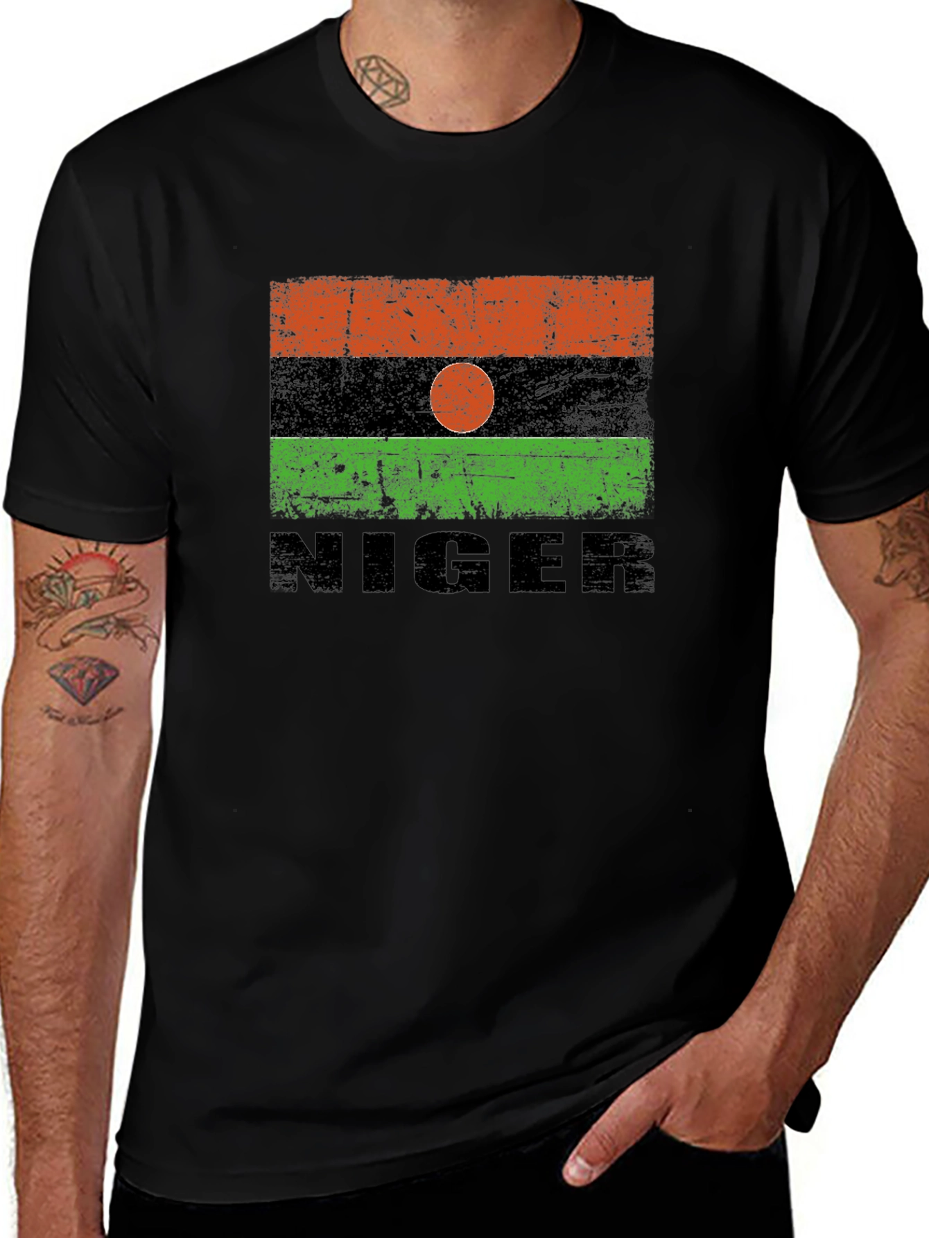 Niger Flag T-Shirt - Distressed Design