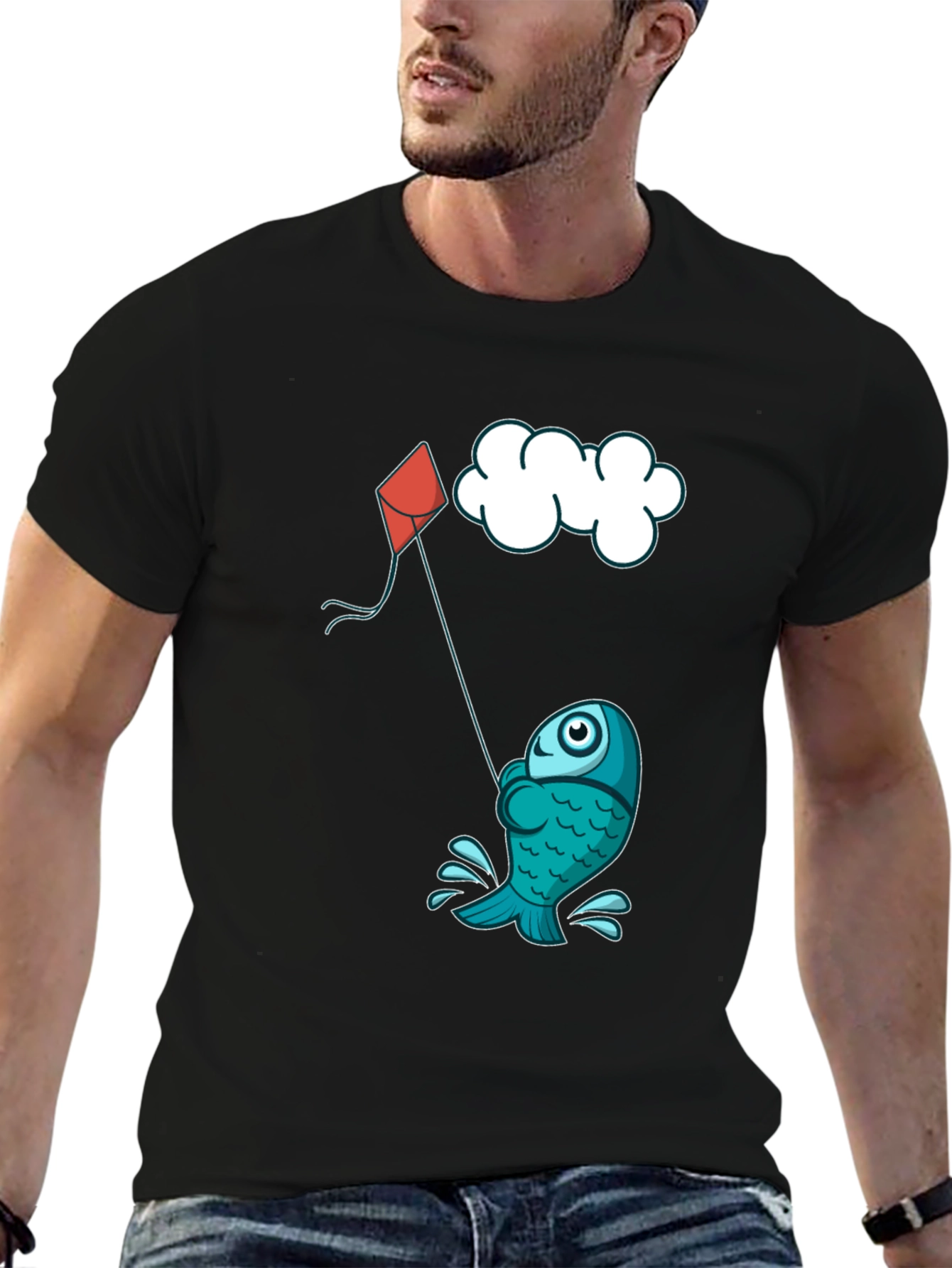 Fish Kite T-Shirt - Fun Cartoon Design