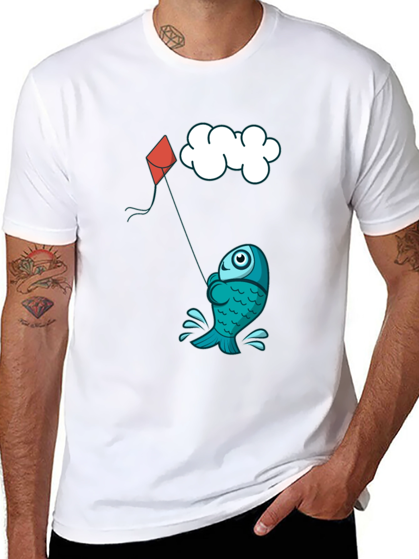 Fish Kite T-Shirt - Fun Cartoon Design