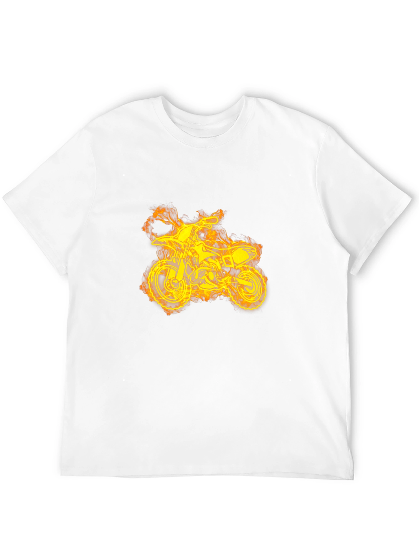 Fiery Dirt Bike Graphic Tee - Black Cotton T-Shirt