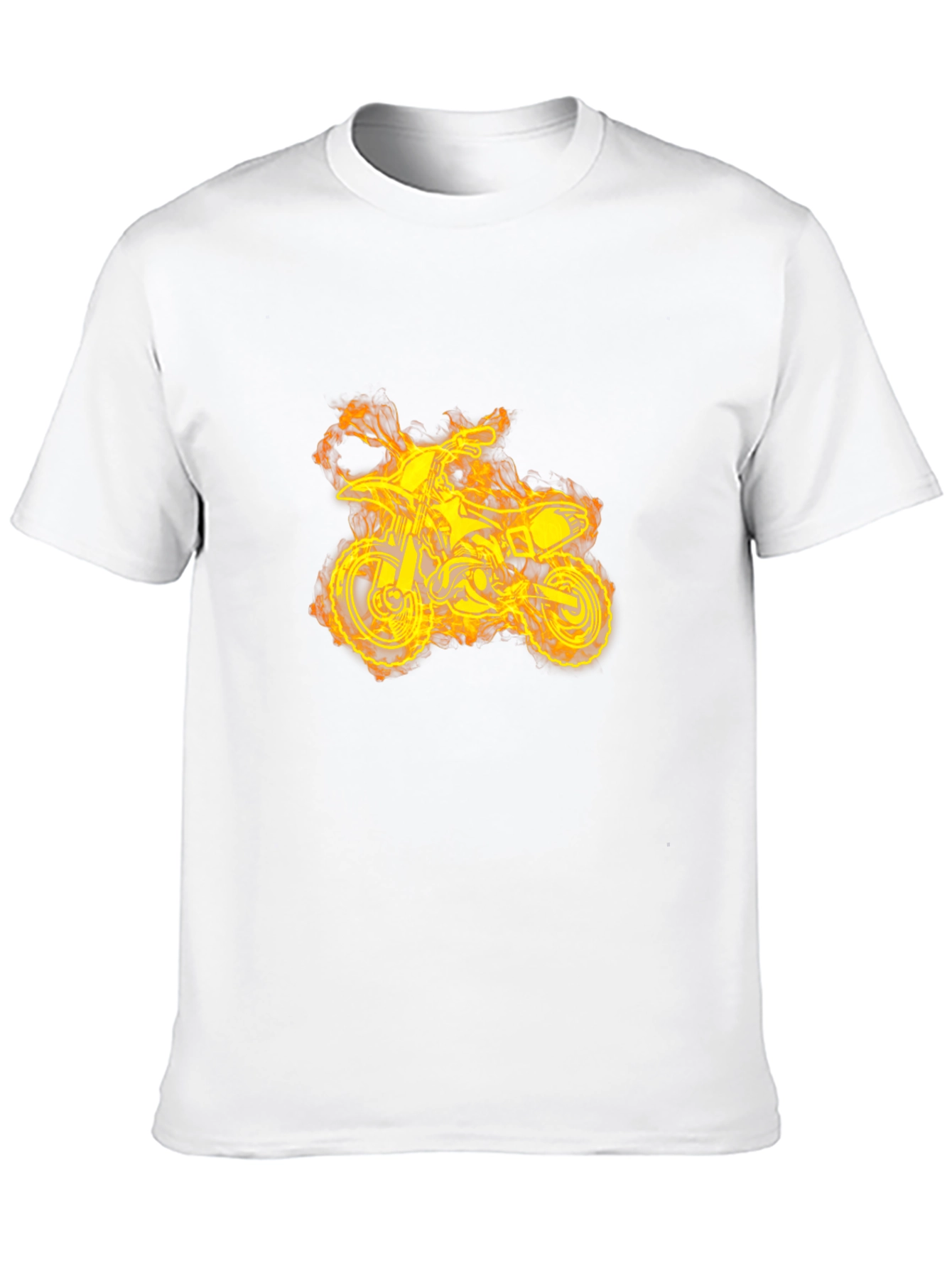 Fiery Dirt Bike Graphic Tee - Black Cotton T-Shirt