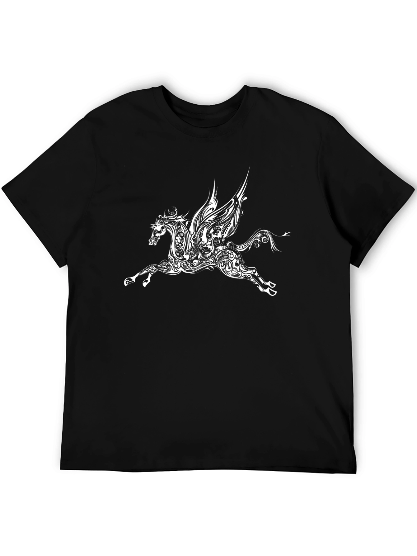 Pegasus Graphic Tee - Black Cotton Shirt