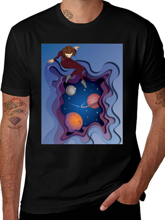 Space Explorer Graphic Tee - Unisex Black T-Shirt