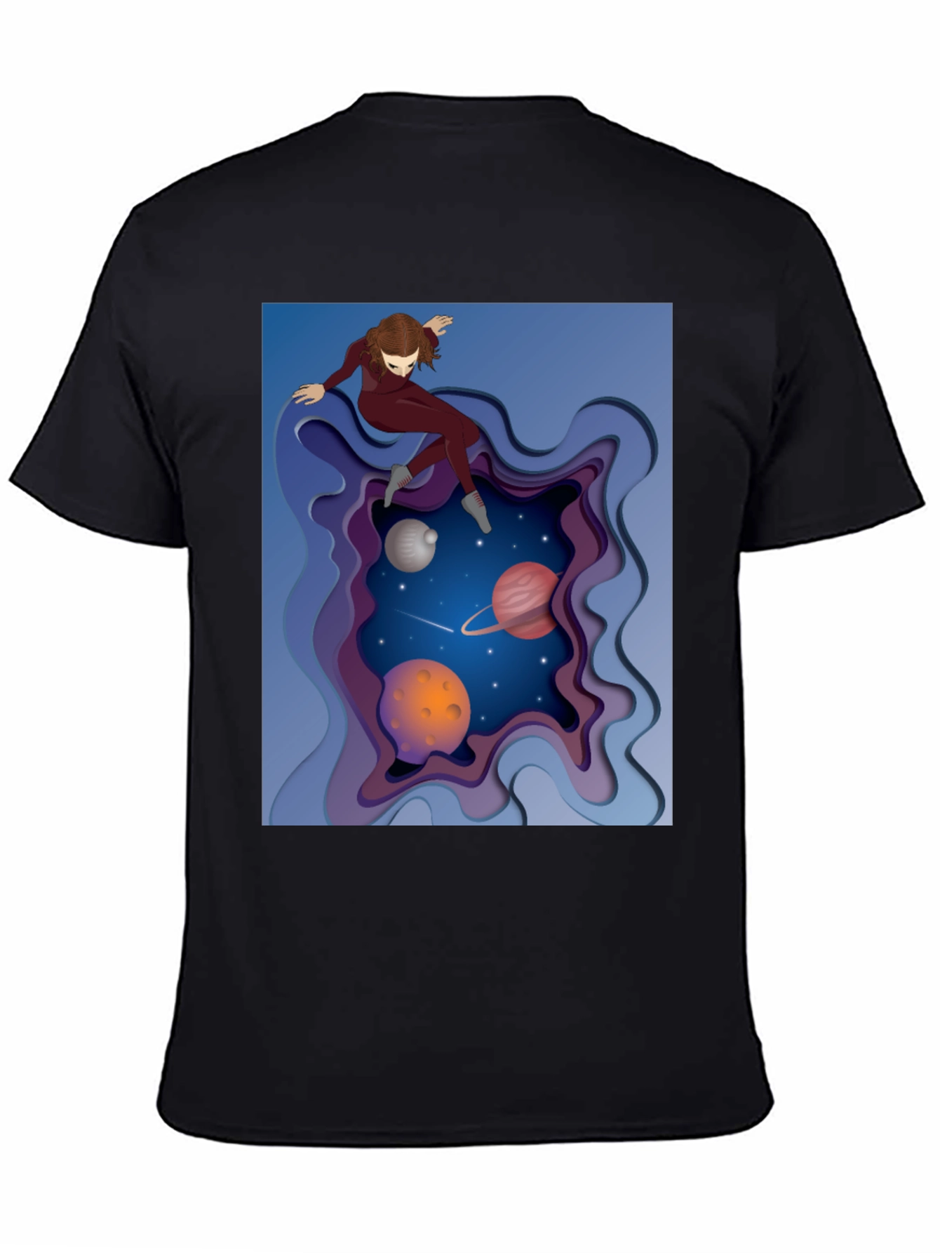 Space Explorer Graphic Tee - Unisex Black T-Shirt