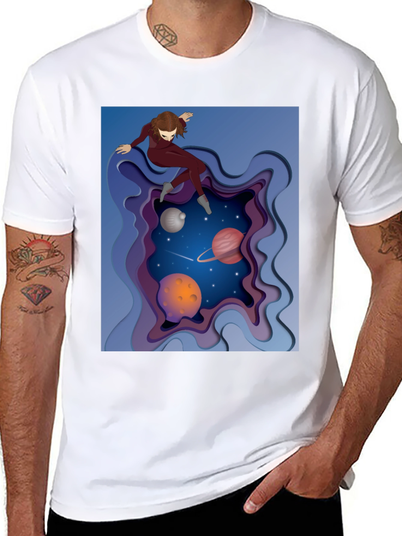 Space Explorer Graphic Tee - Unisex Black T-Shirt