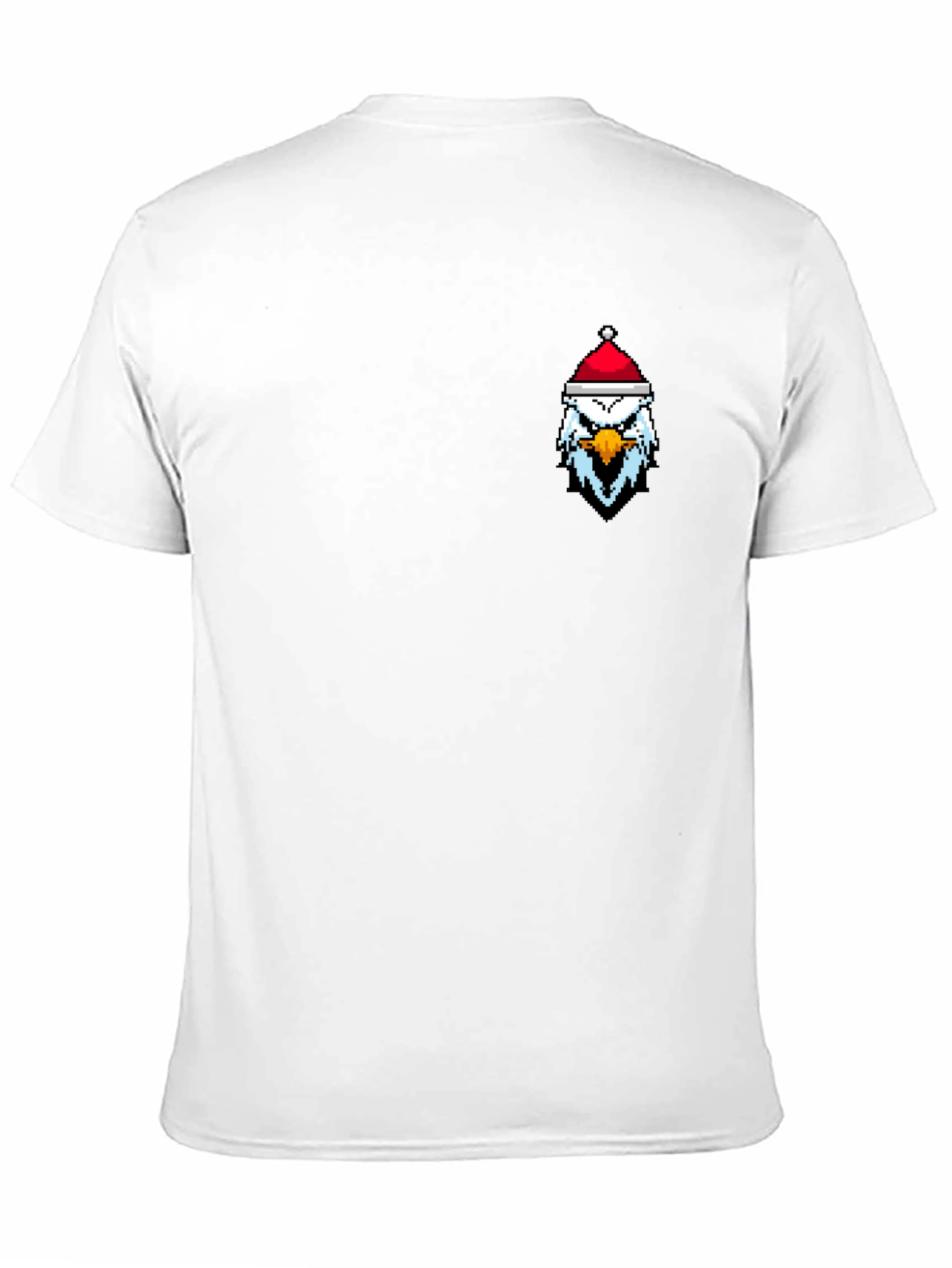 Pixel Eagle Santa Hat Black T-Shirt