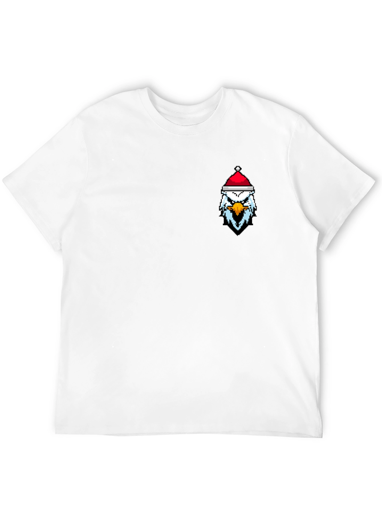 Pixel Eagle Santa Hat Black T-Shirt