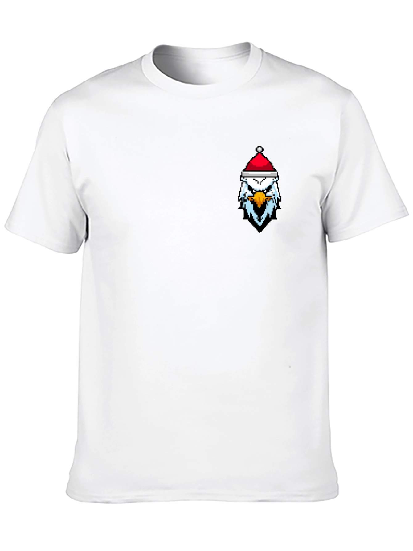 Pixel Eagle Santa Hat Black T-Shirt